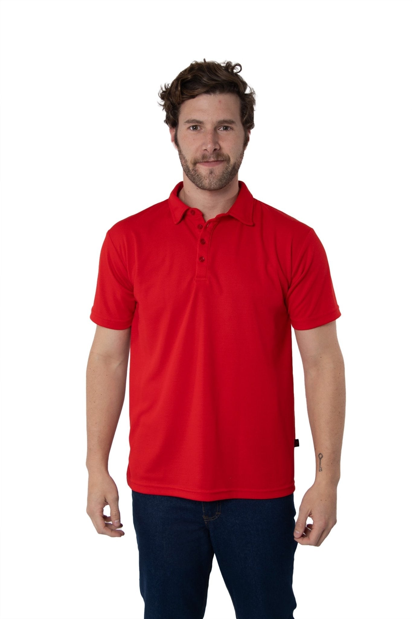PLAYERA TIPO POLO DRY FIT PAMPLONA HOMBRE SUSTENTABLE #Color_Rojo