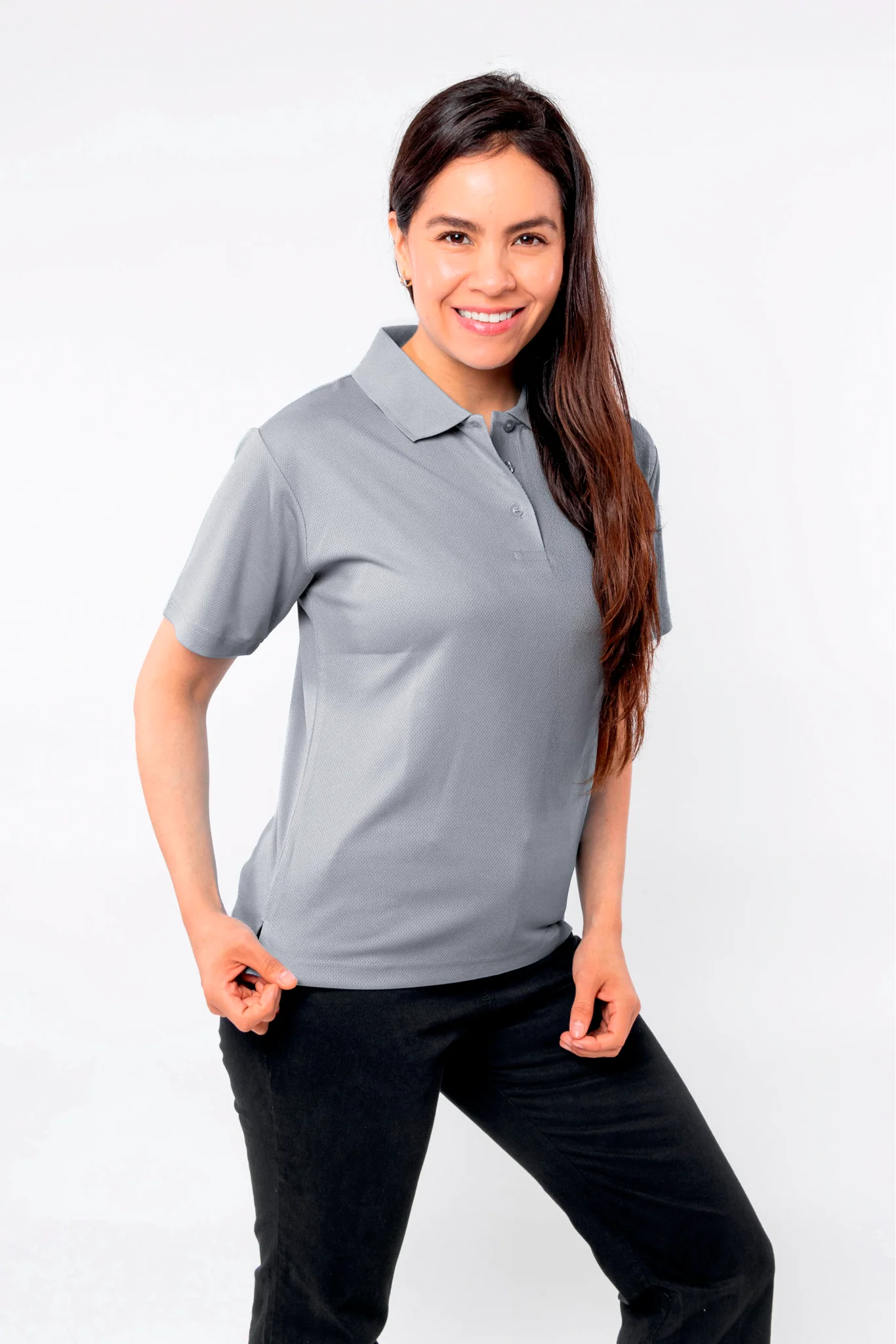 PLAYERA POLO CARACAS DAMA #Color_Gris