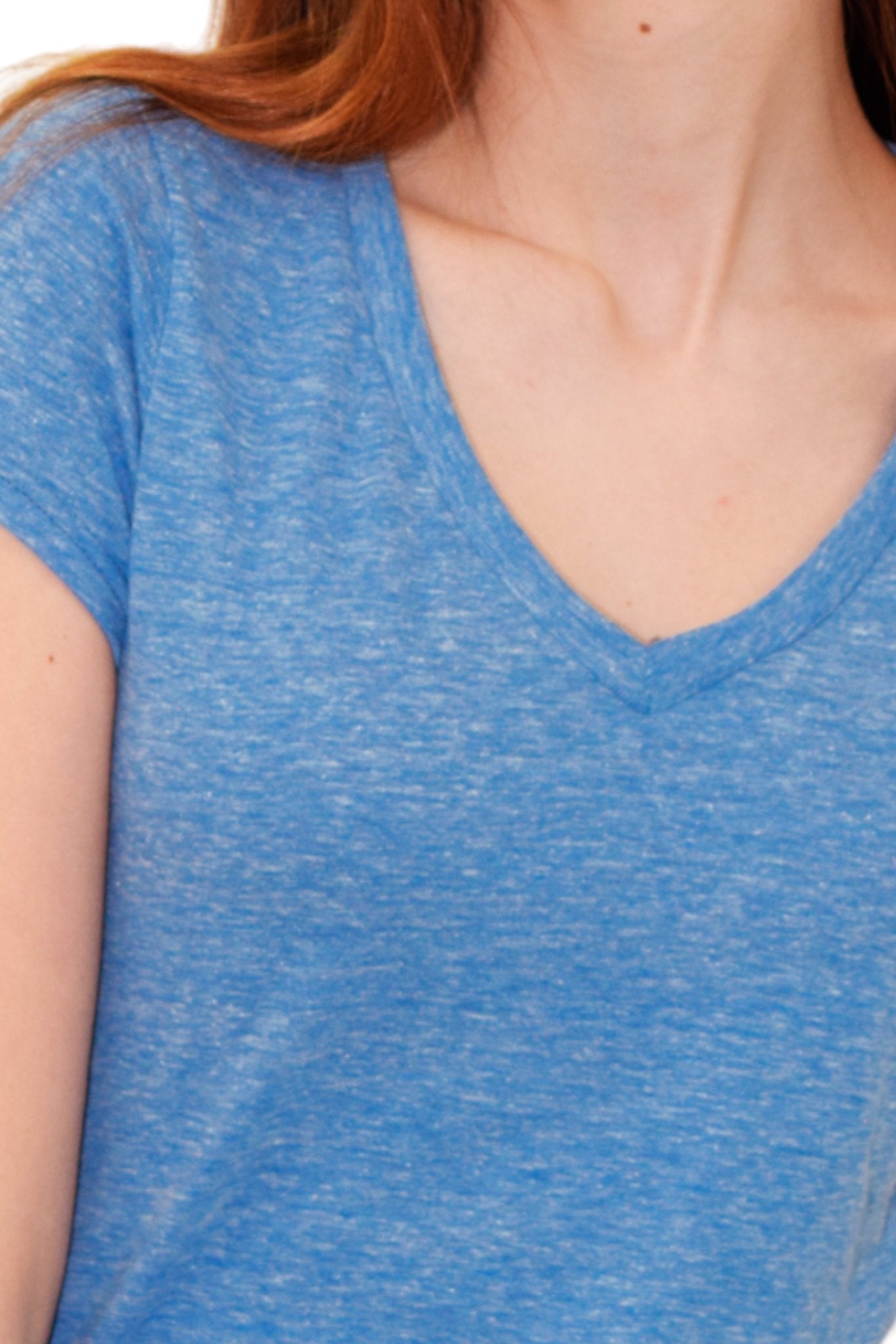 PLAYERA CUELLO V JASPE SPARTA MUJER #Color_Azul Jaspe