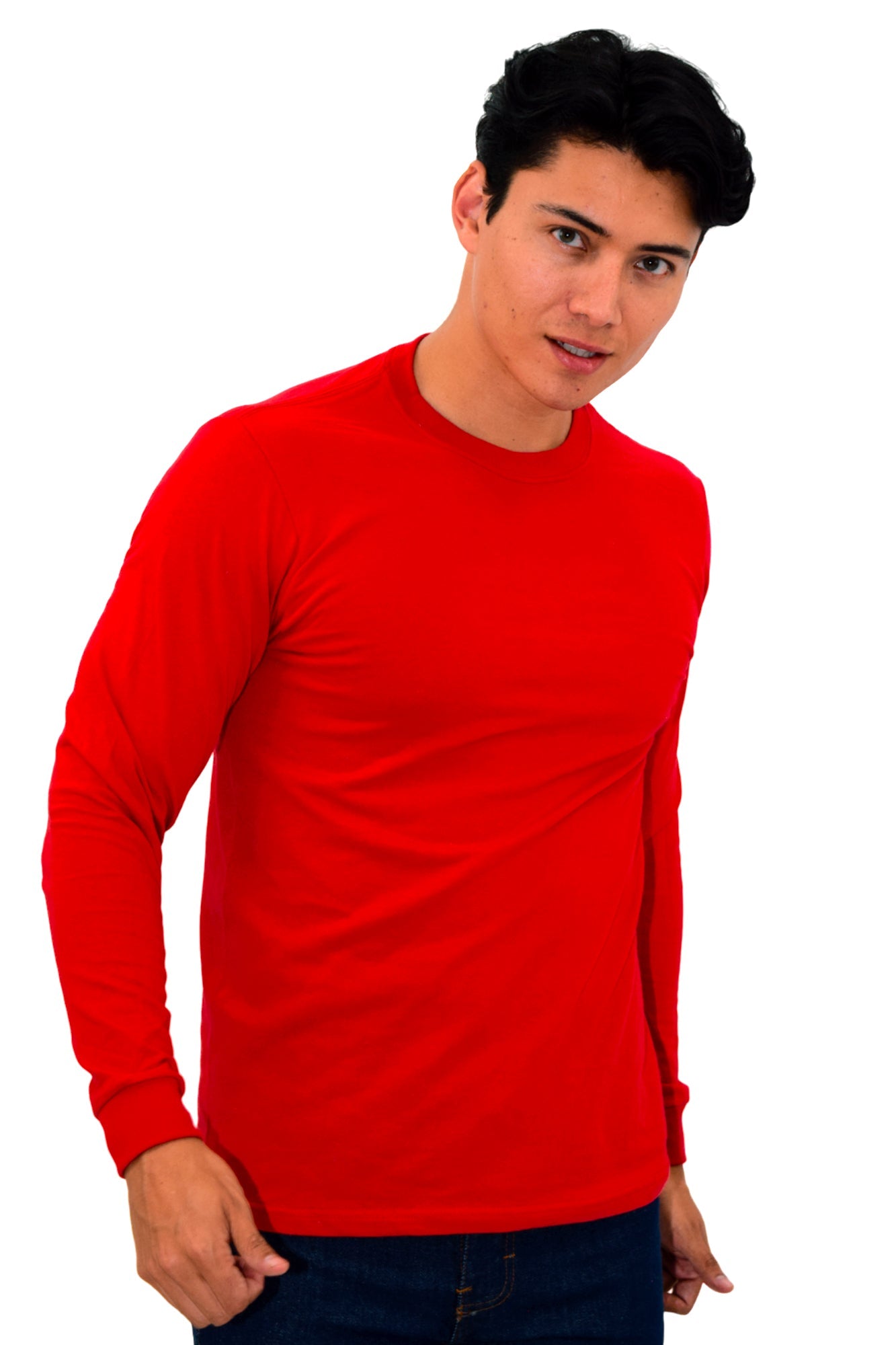PLAYERA CUELLO REDONDO MANGA LARGA OLIMPIA UNISEX #Color_Rojo
