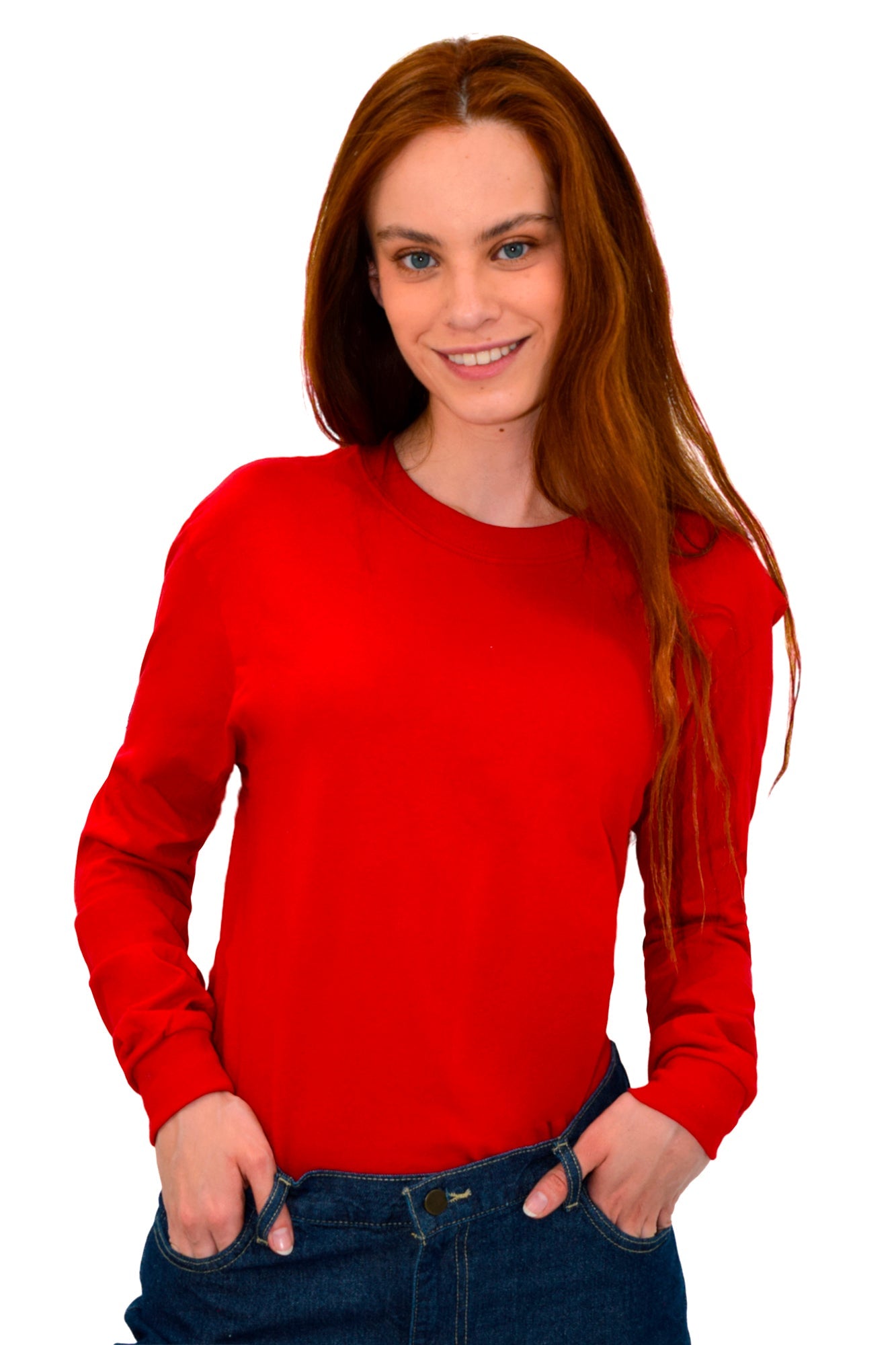 PLAYERA CUELLO REDONDO MANGA LARGA OLIMPIA UNISEX #Color_Rojo