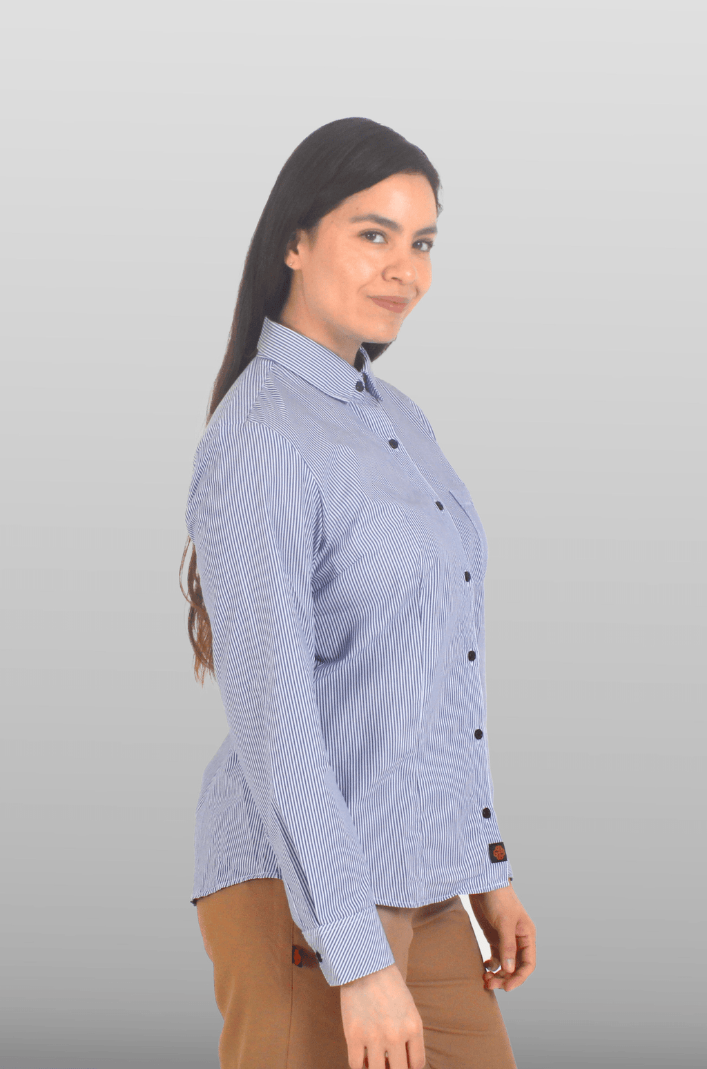 CAMISA DE RAYAS EJECUTIVA MÚNICH MUJER #Color_Azul