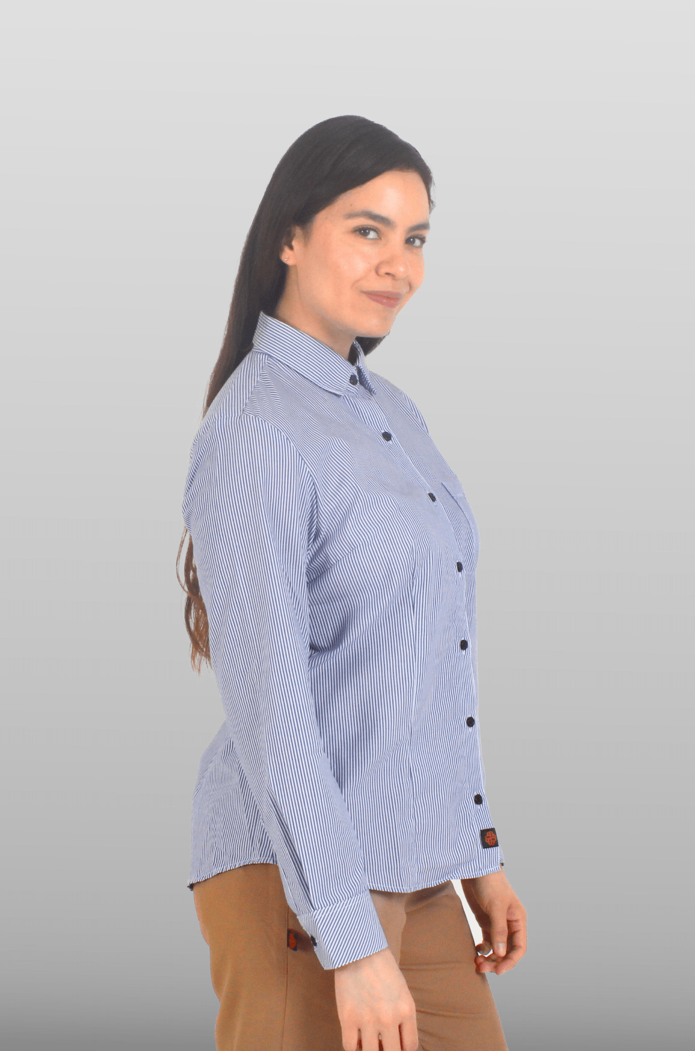 CAMISA DE RAYAS EJECUTIVA MÚNICH MUJER #Color_Azul