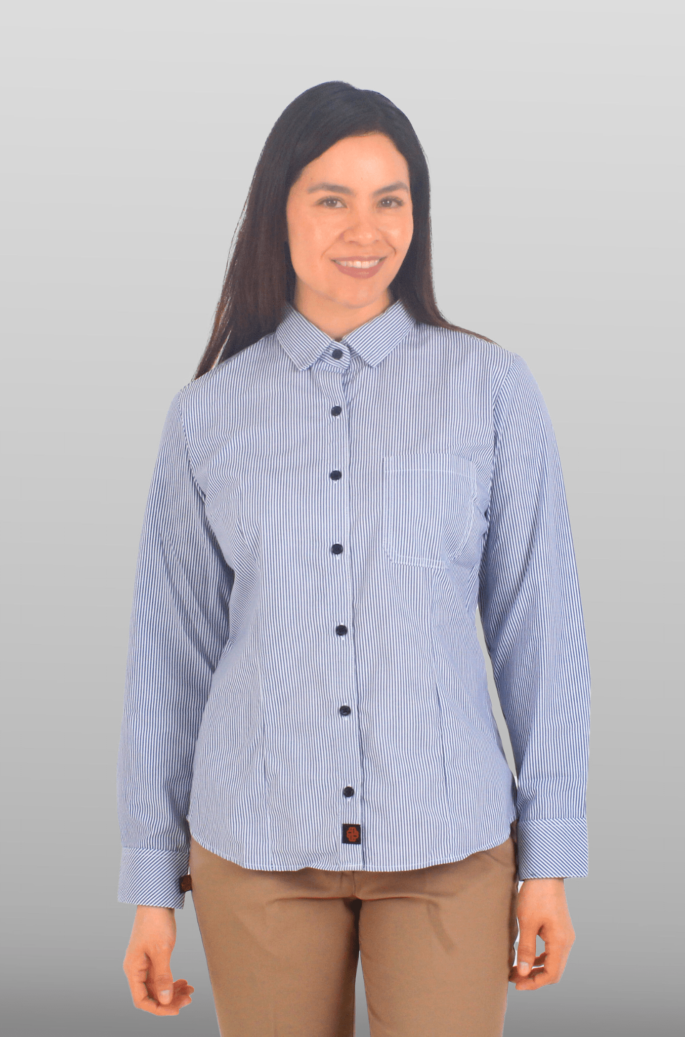 CAMISA DE RAYAS EJECUTIVA MÚNICH MUJER #Color_Azul