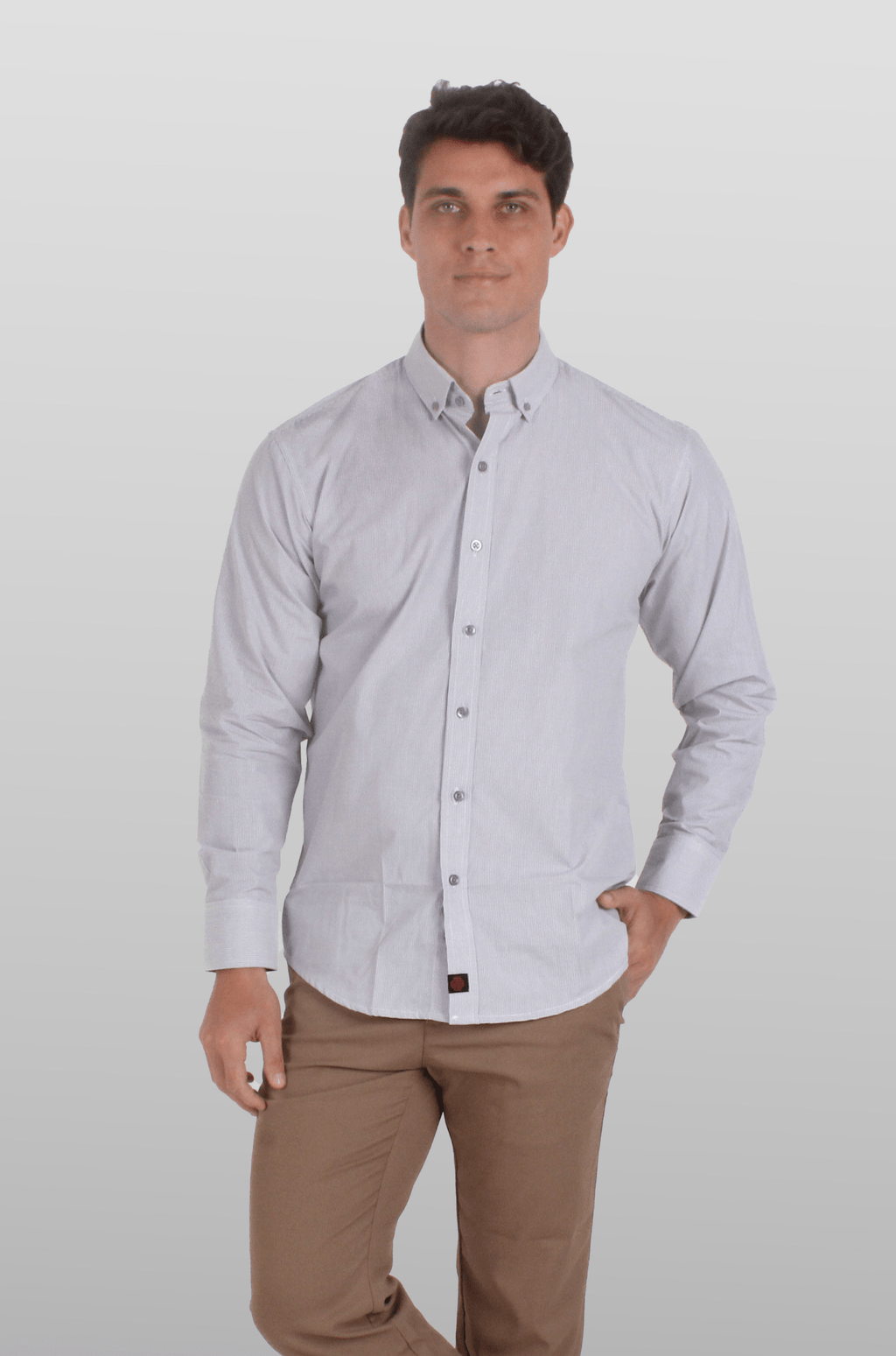 CAMISA EJECUTIVA DE CUADROS HOMBRE TURÍN #Color_Gris