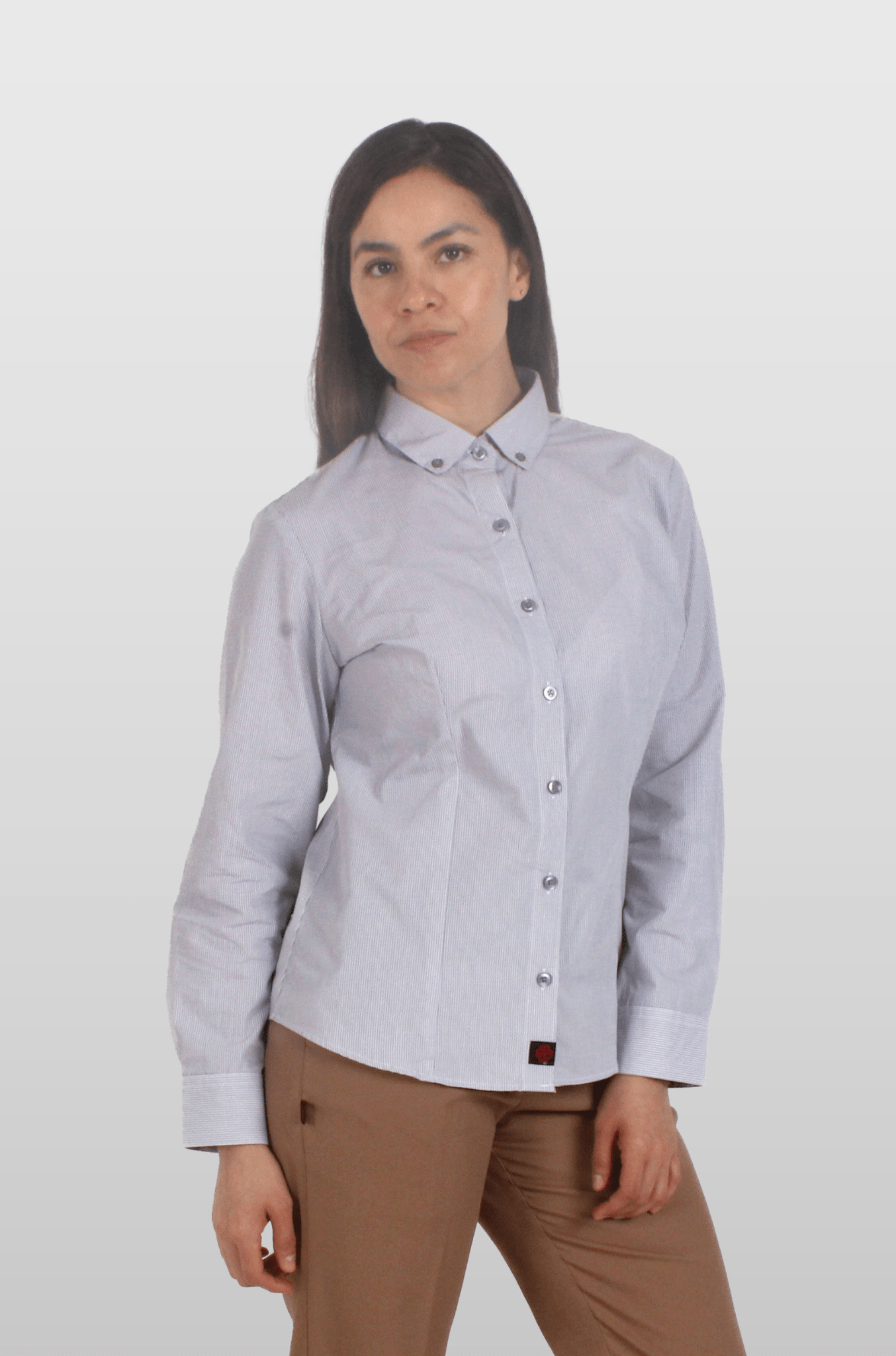 CAMISA EJECUTIVA DE CUADROS MUJER TURÍN #Color_Gris