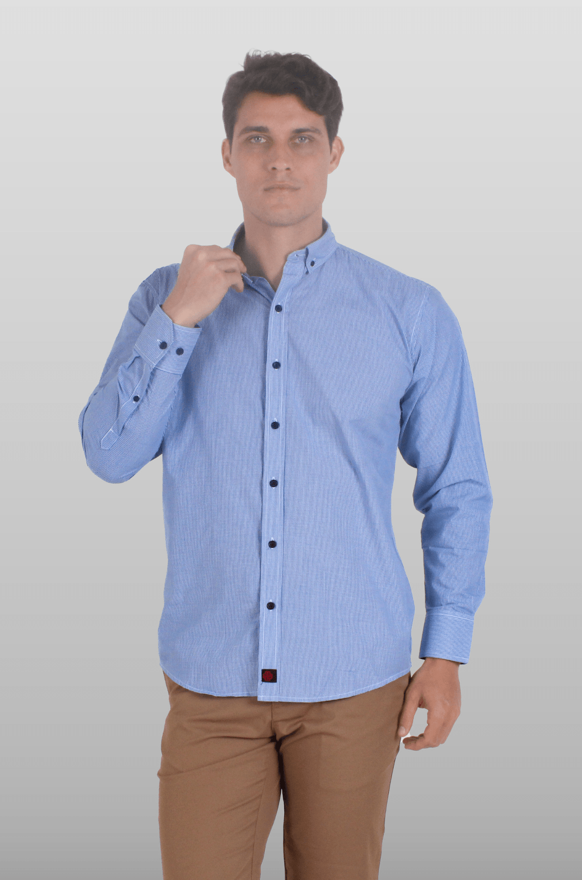 CAMISA EJECUTIVA DE CUADROS HOMBRE TURÍN #Color_Azul