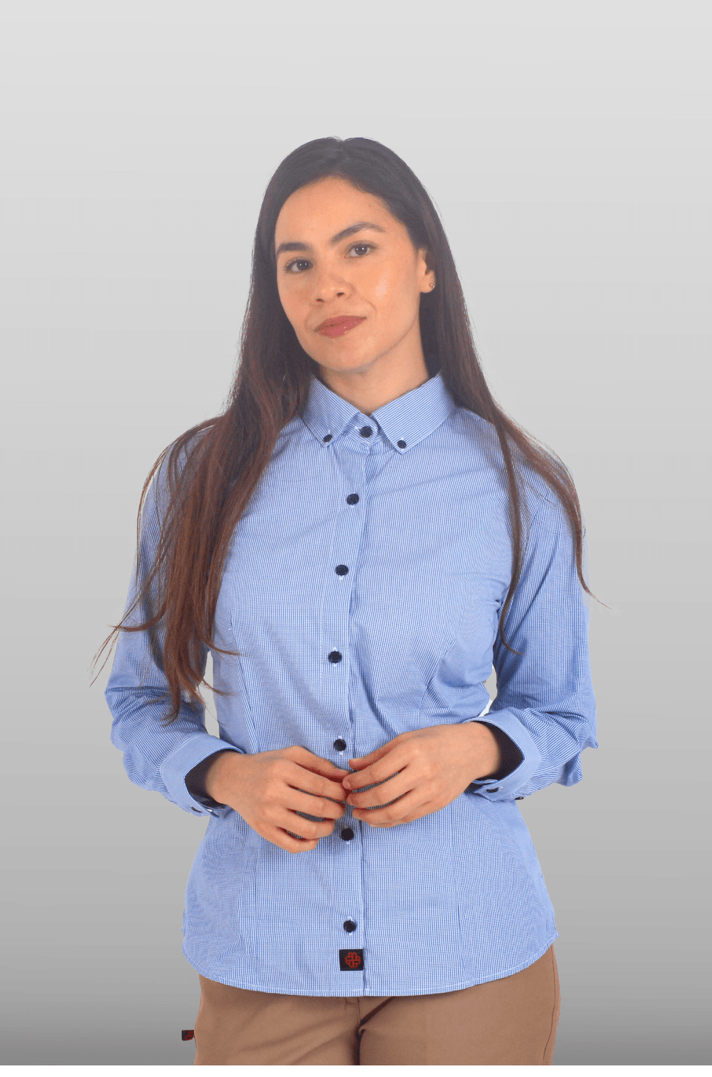 CAMISA EJECUTIVA DE CUADROS MUJER TURÍN #Color_Azul