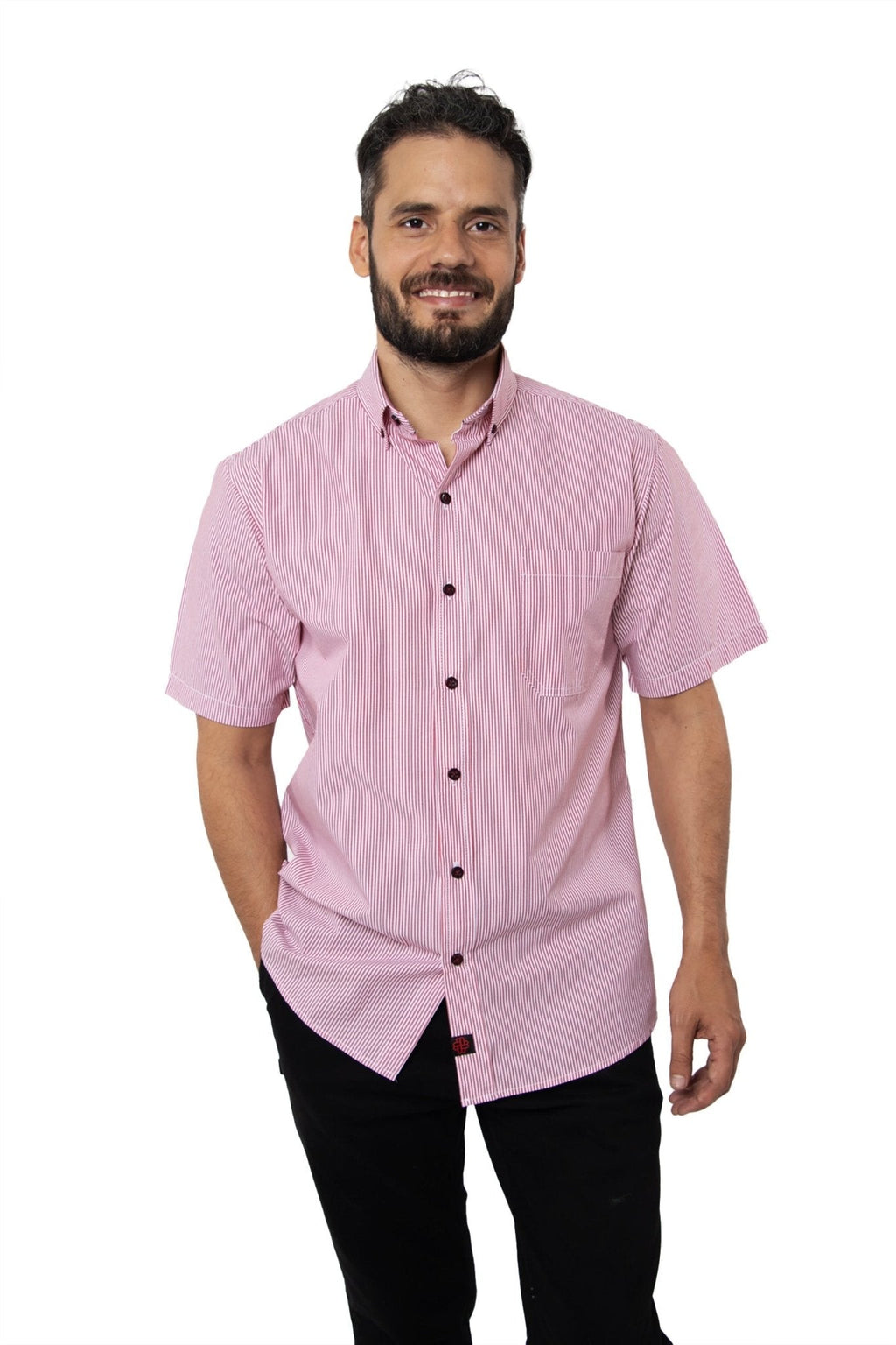 CAMISA FORMAL SLIM FIT MANGA CORTA MÚNICH HOMBRE #Color_Blanco / Rojo
