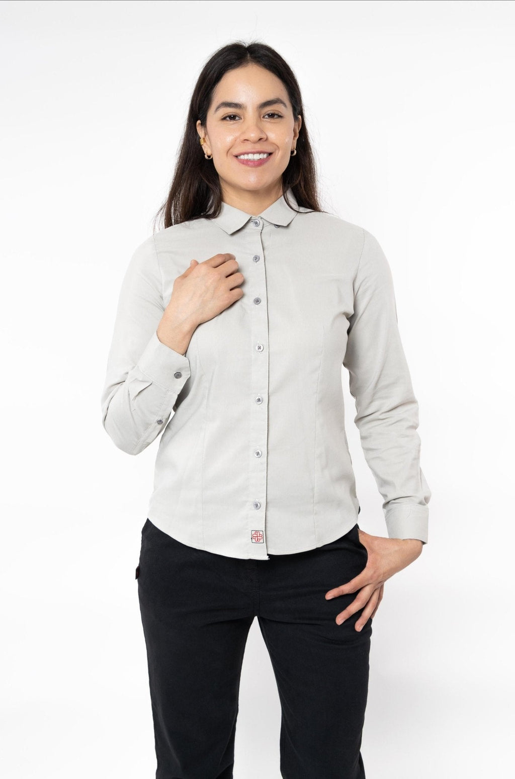 CAMISA BÁSICA MANGA LARGA MONCLOVA MUJER #Color_Gris