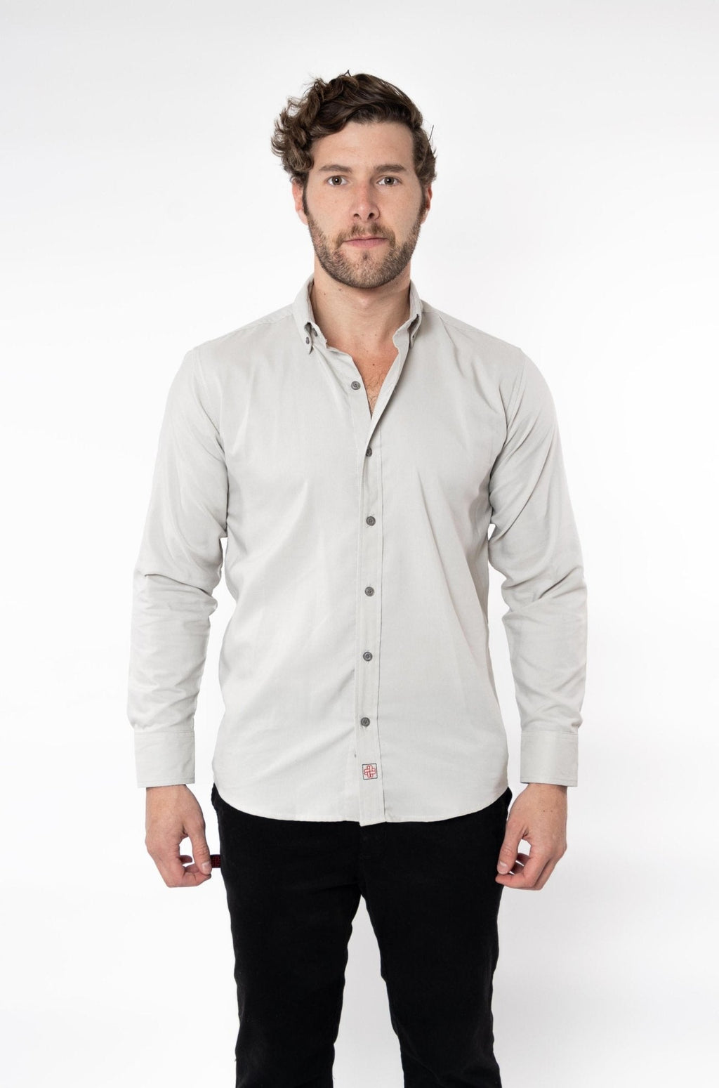 CAMISA BÁSICA MANGA LARGA MONCLOVA HOMBRE #Color_Gris