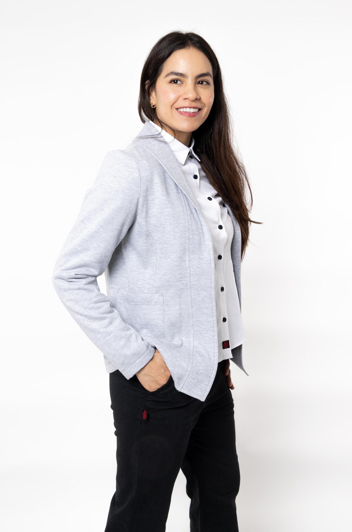 SACO TIPO BLAZER HOUSTON MUJER #Color_Gris