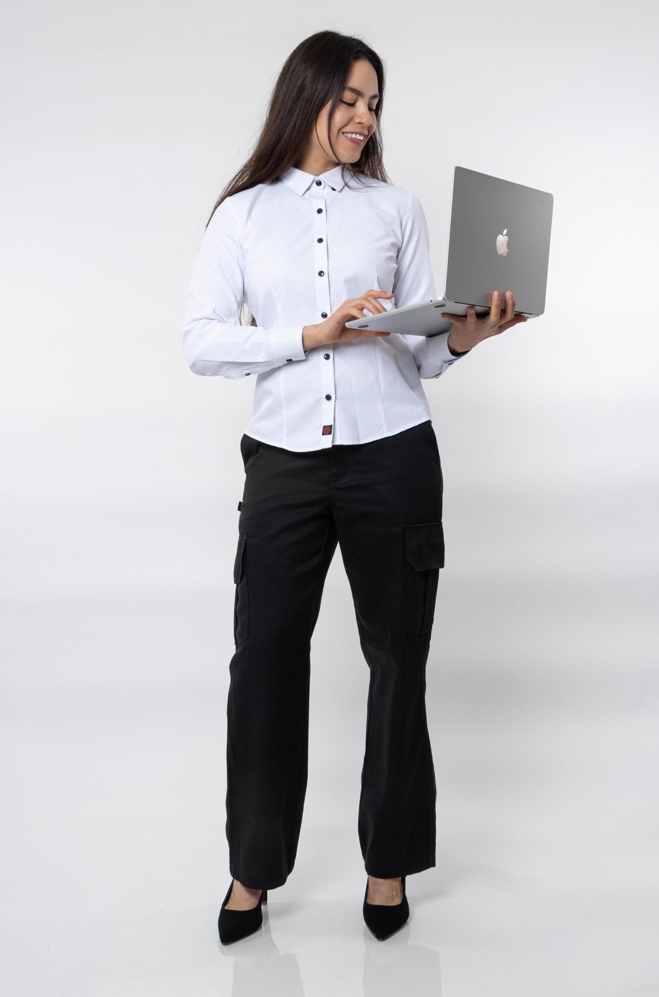 CAMISA FORMAL SLIM FIT MANGA LARGA BIRMINGHAM MUJER #Color_Blanco