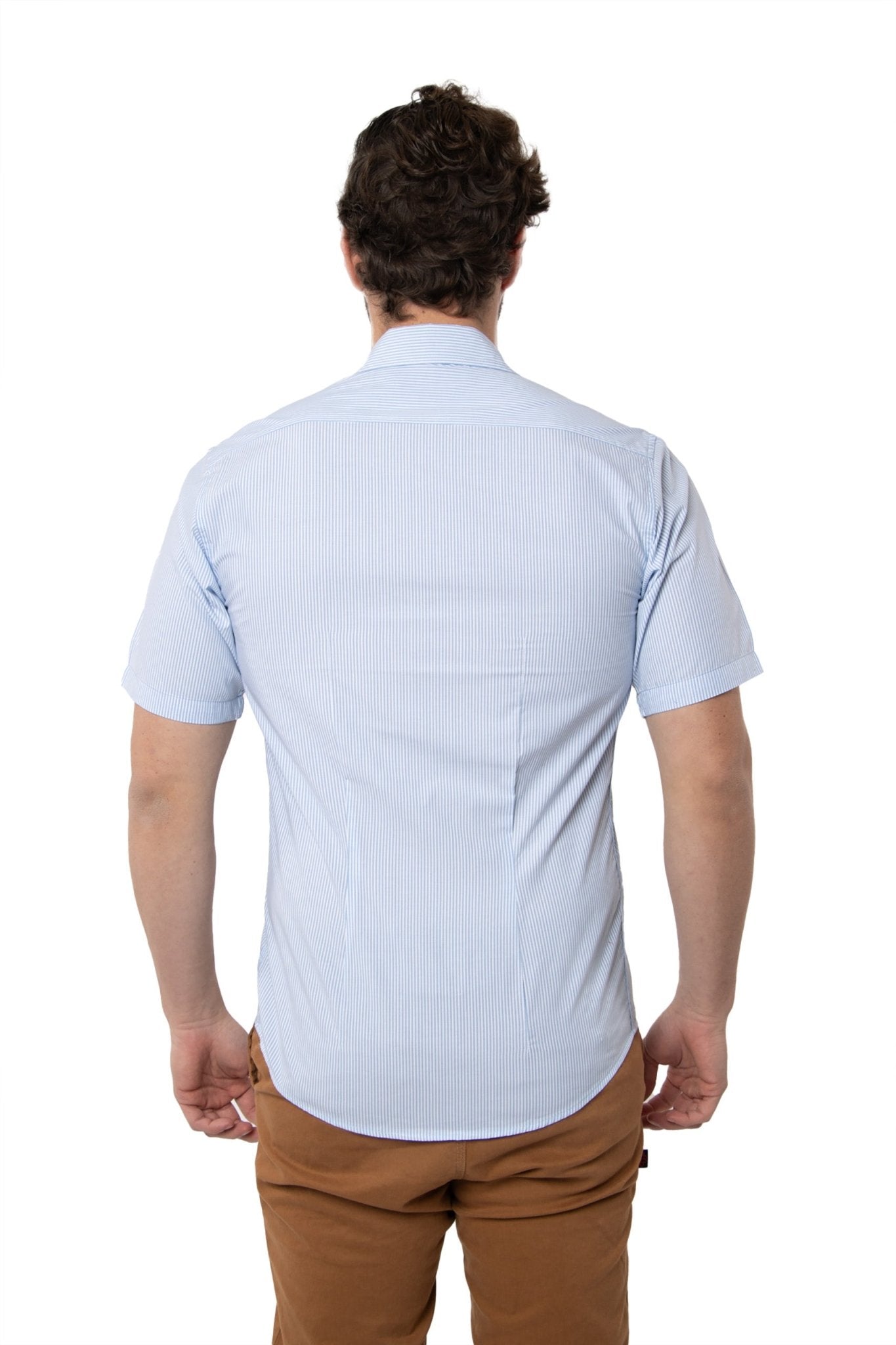 CAMISA FORMAL SLIM FIT MANGA CORTA MÚNICH HOMBRE #Color_Blanco / Azul