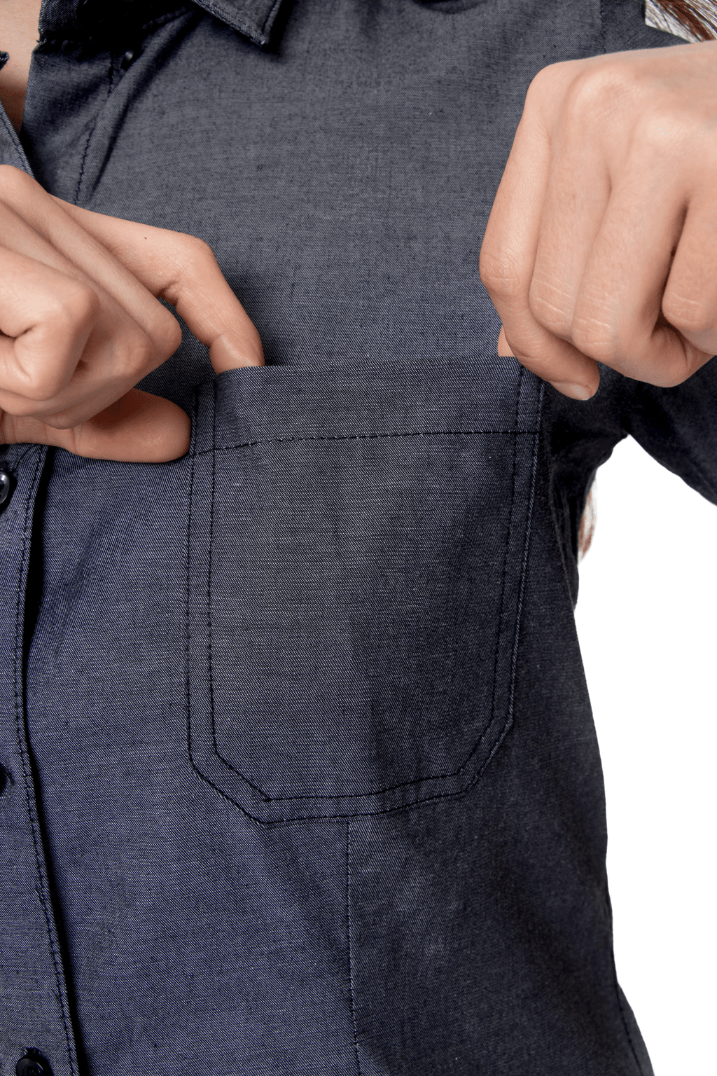 CAMISA CASUAL SLIM FIT MANGA CORTA HAMBURGO MUJER #Color_Gris
