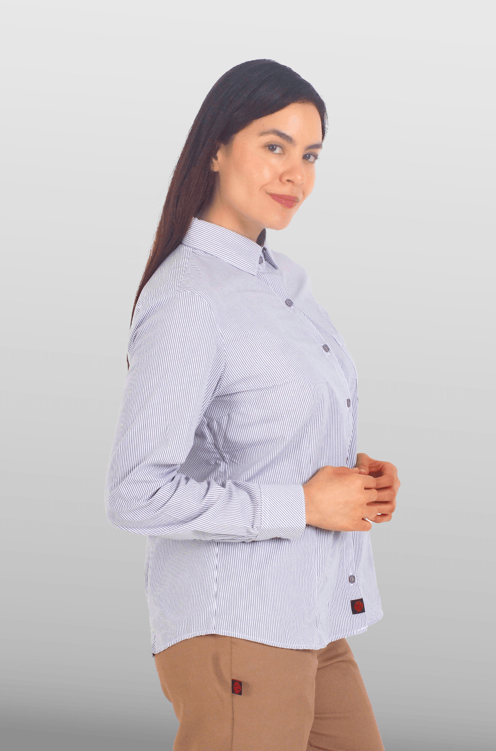CAMISA DE RAYAS EJECUTIVA MÚNICH MUJER #Color_Gris