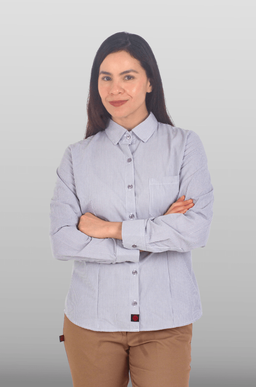 CAMISA DE RAYAS EJECUTIVA MÚNICH MUJER #Color_Gris