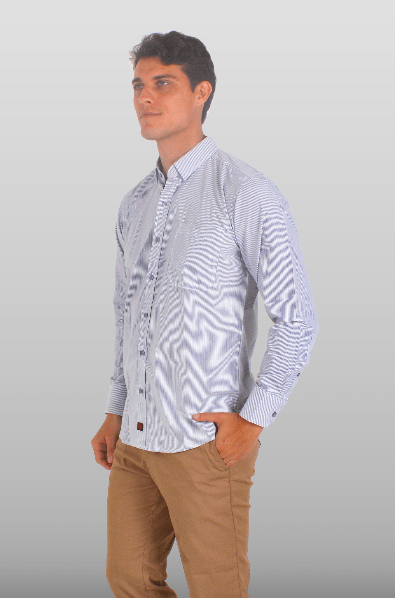 CAMISA DE RAYAS EJECUTIVA MÚNICH HOMBRE #Color_Gris