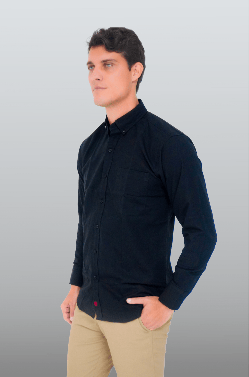 CAMISA FORMAL MANGA LARGA LEÓN HOMBRE #Color_Negro