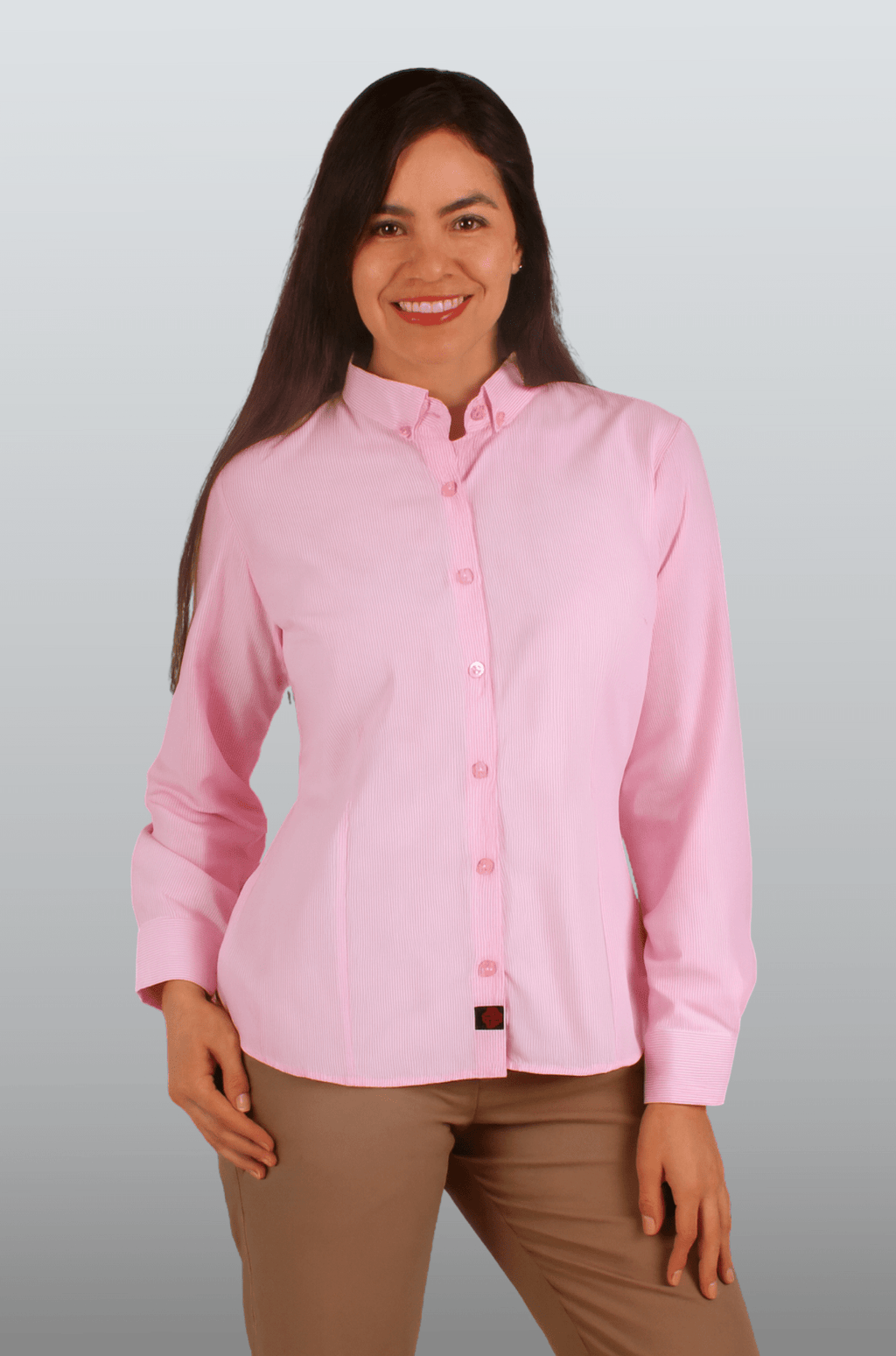 CAMISA EJECUTIVA DE CUADROS MUJER TURÍN #Color_Rosa