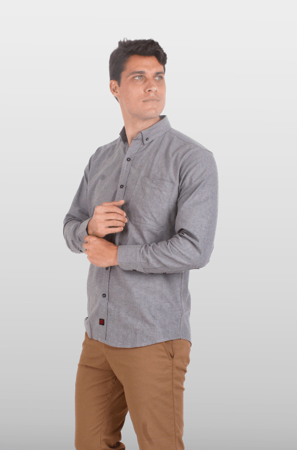 CAMISA FORMAL MANGA LARGA LEÓN HOMBRE #Color_Gris