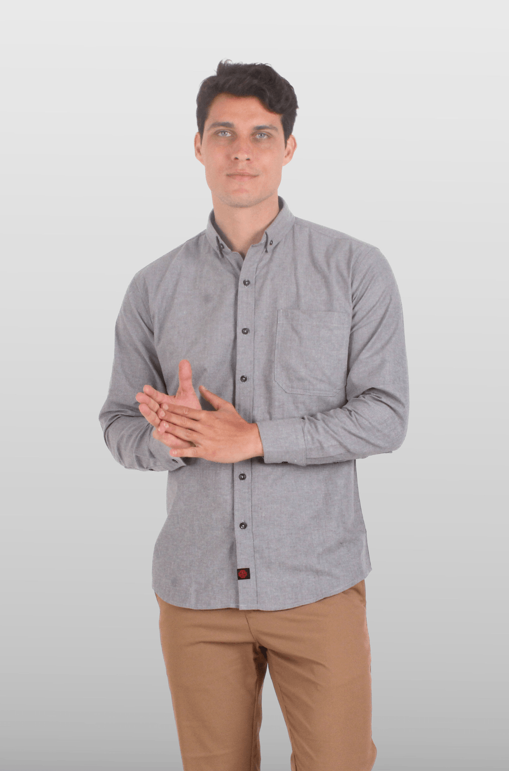 CAMISA FORMAL MANGA LARGA LEÓN HOMBRE #Color_Gris