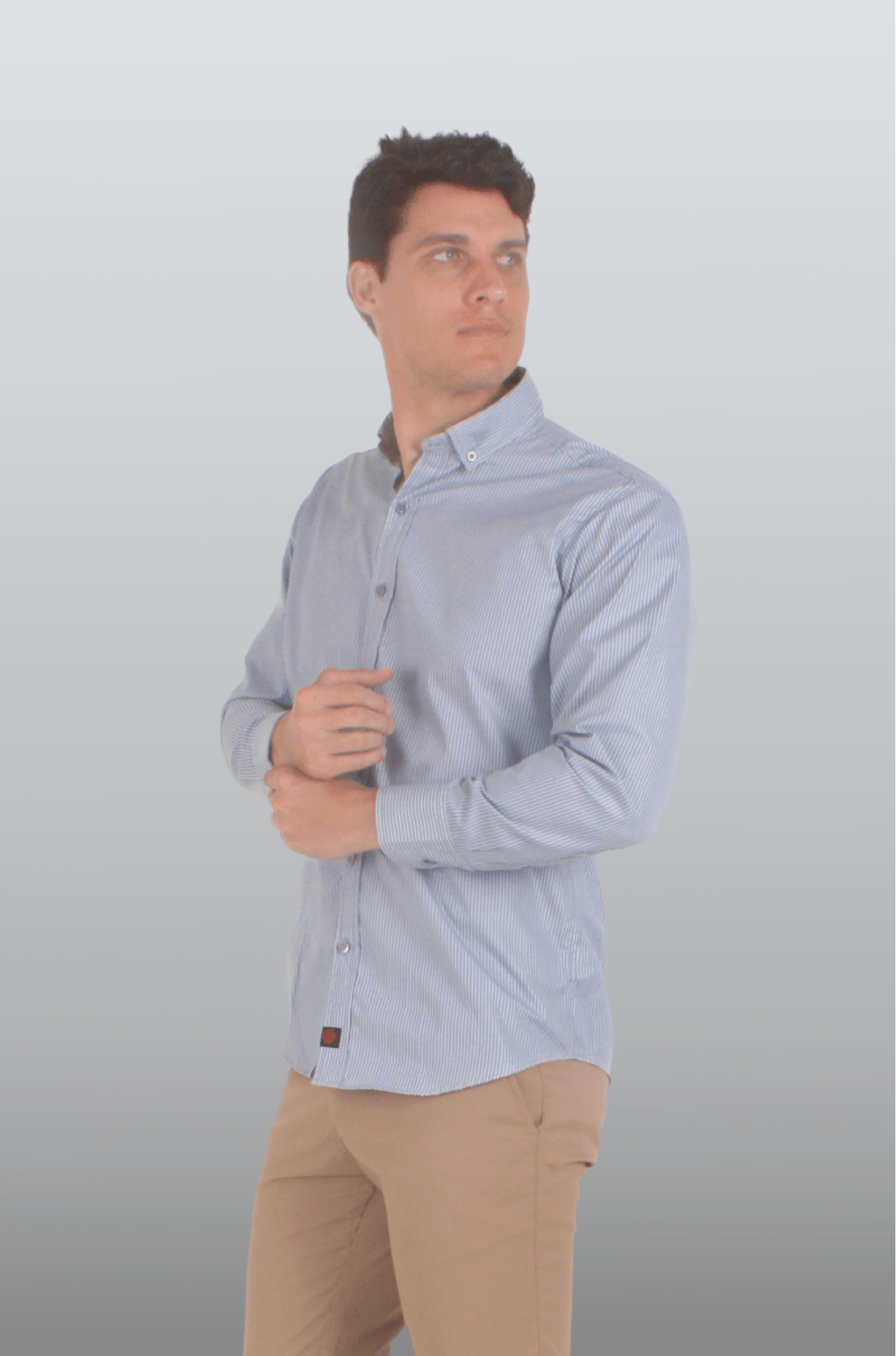 CAMISA DE RAYAS EJECUTIVA PORTO HOMBRE #Color_Gris