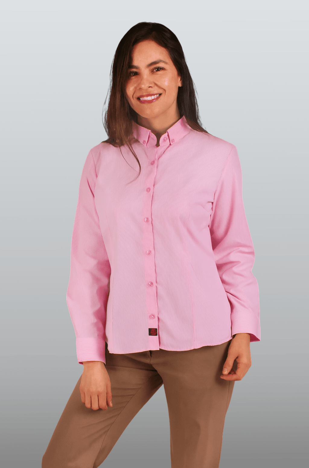 CAMISA EJECUTIVA DE CUADROS MUJER TURÍN #Color_Rosa