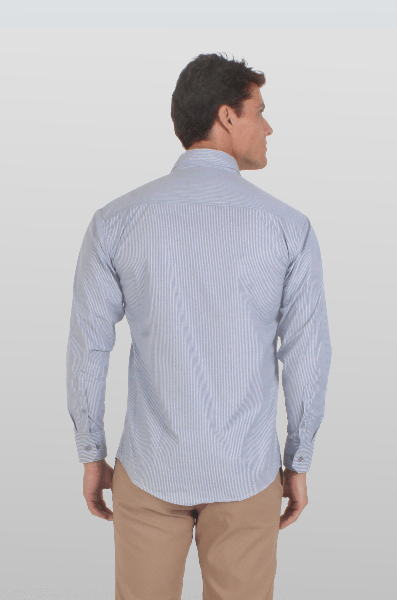 CAMISA DE RAYAS EJECUTIVA PORTO HOMBRE #Color_Gris