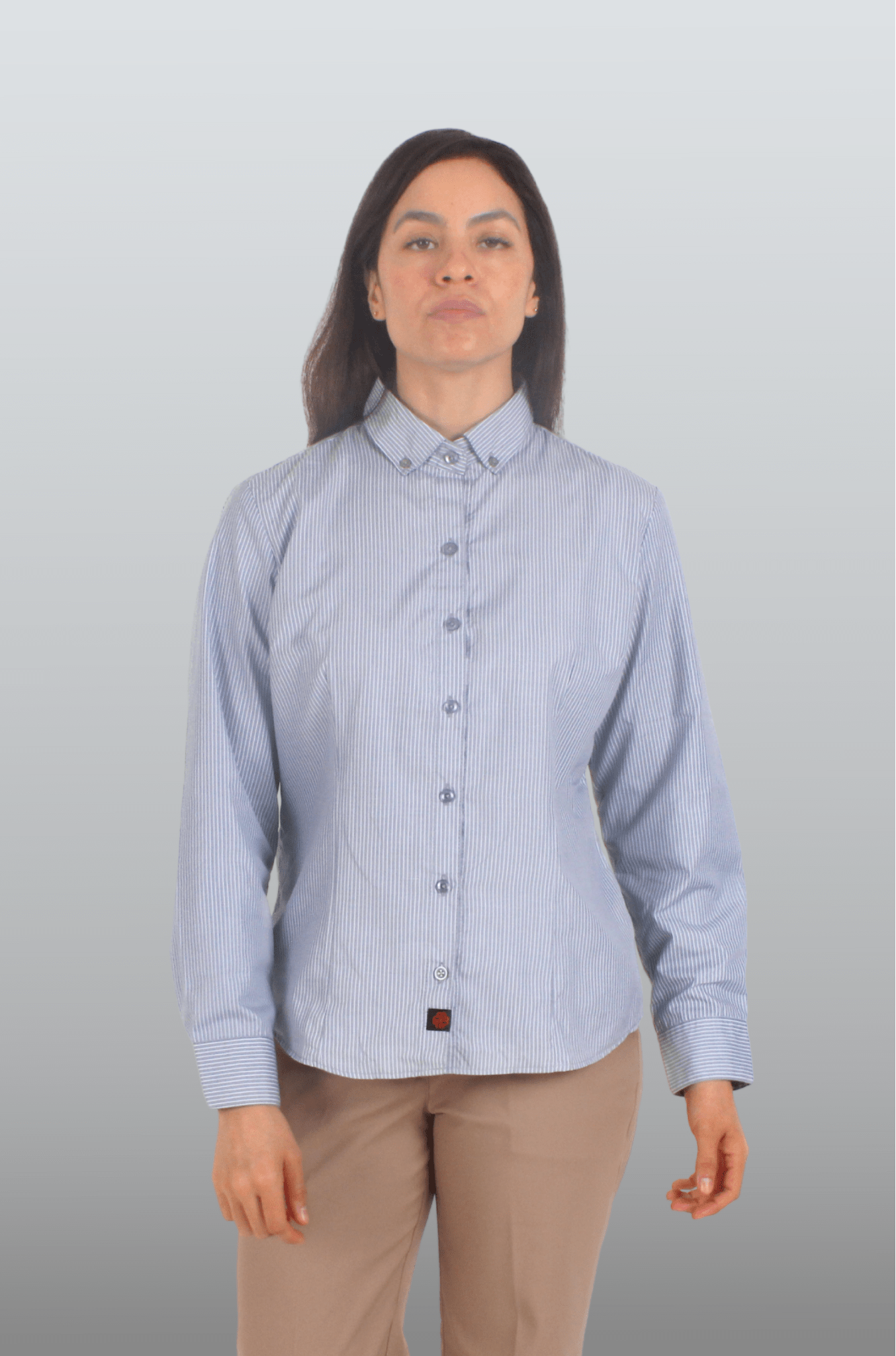 CAMISA DE RAYAS FORMAL MANGA LARGA PORTO MUJER #Color_Gris