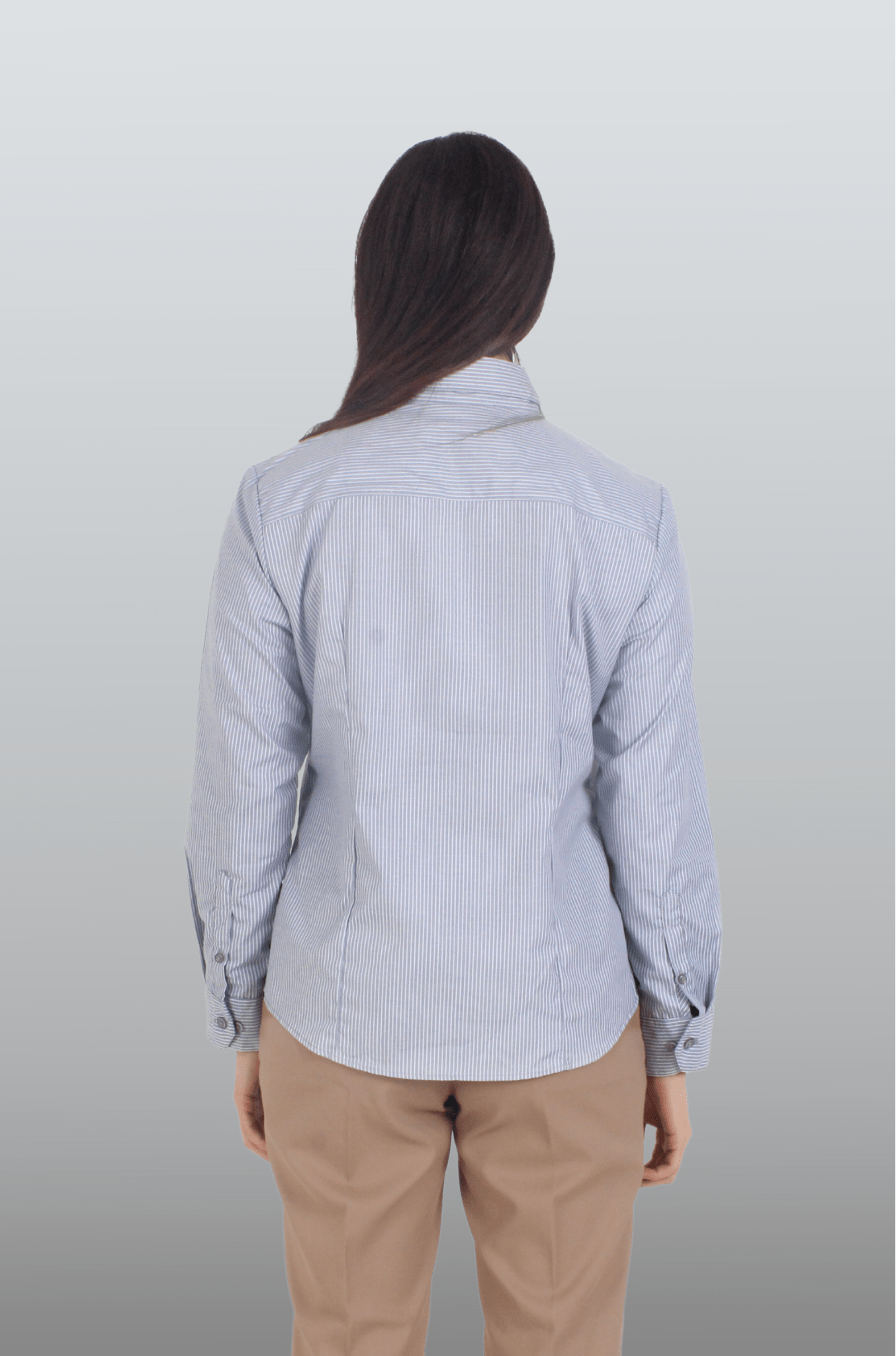 CAMISA DE RAYAS FORMAL MANGA LARGA PORTO MUJER #Color_Gris