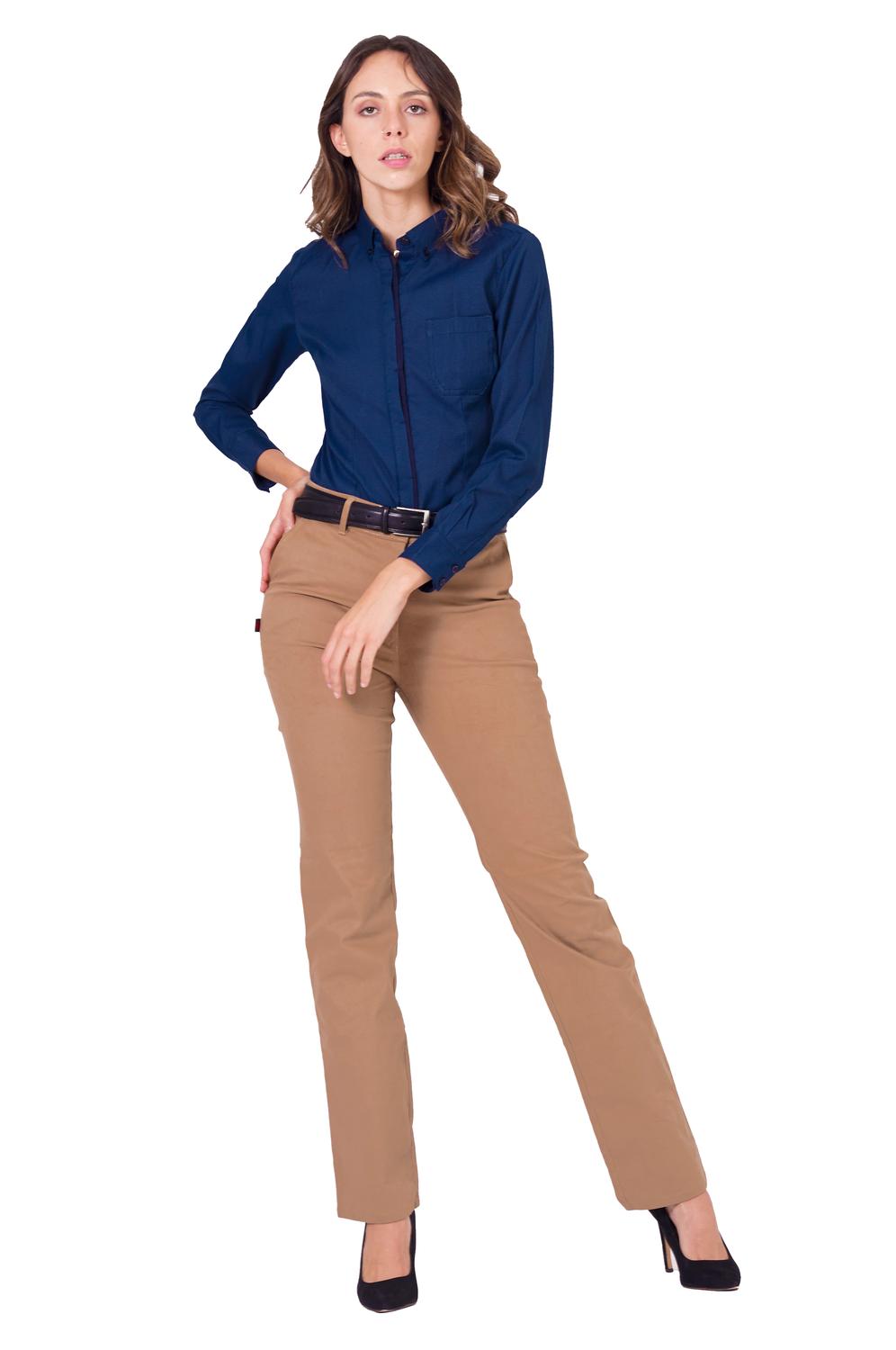 CAMISA CASUAL SLIM FIT MANGA LARGA MONTREAL MUJER #Color_Azul Marino