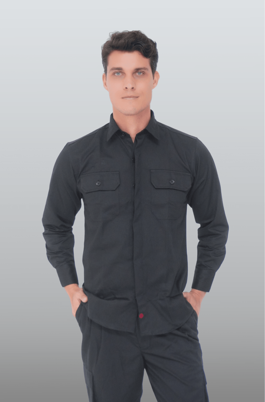 CAMISOLA CAIRO GABARDINA MANGA LARGA UNISEX #Color_Negro