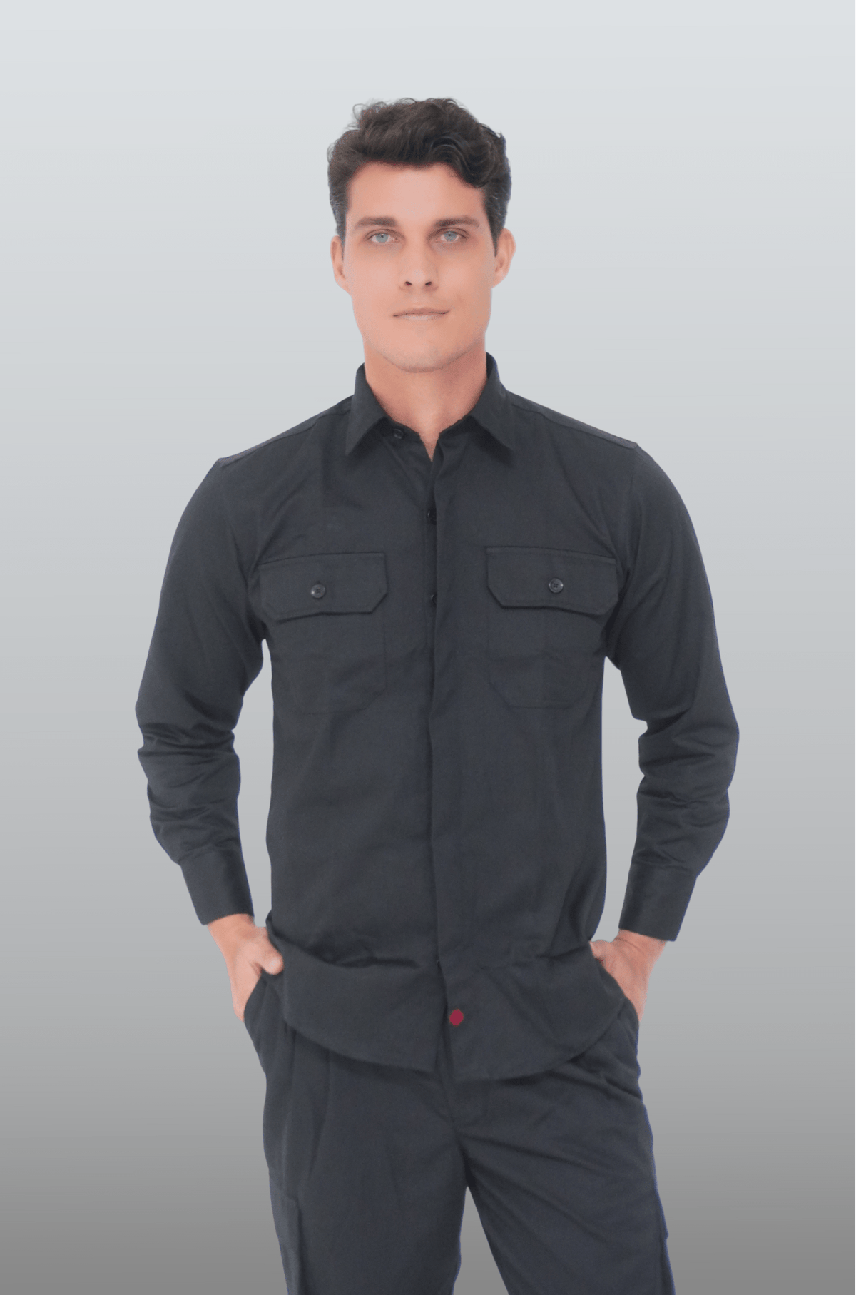 CAMISOLA CAIRO GABARDINA MANGA LARGA UNISEX #Color_Negro