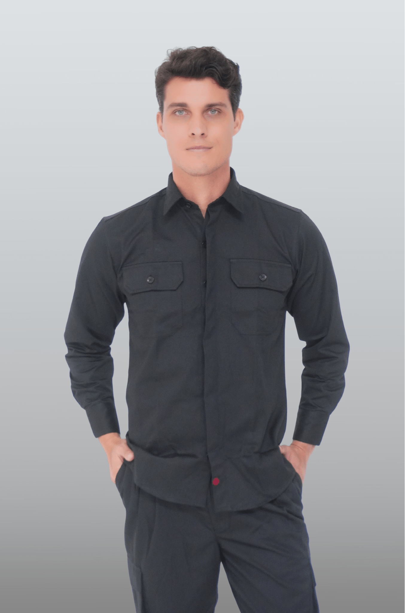 CAMISOLA CAIRO GABARDINA MANGA LARGA UNISEX #Color_Negro