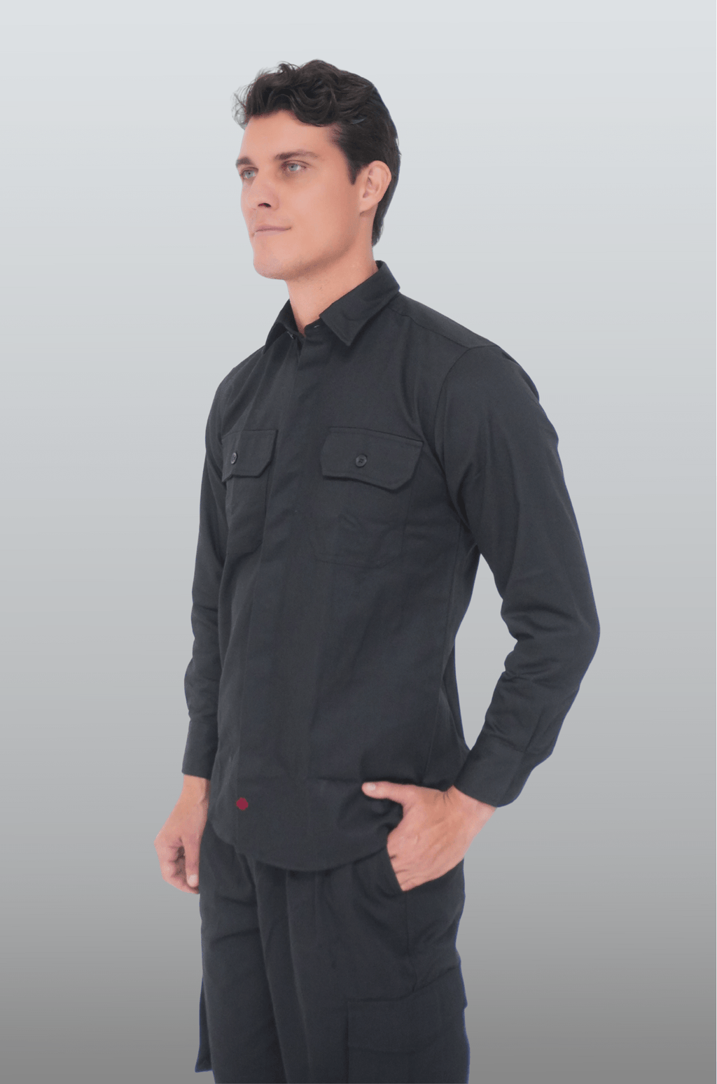 CAMISOLA CAIRO GABARDINA MANGA LARGA UNISEX #Color_Negro