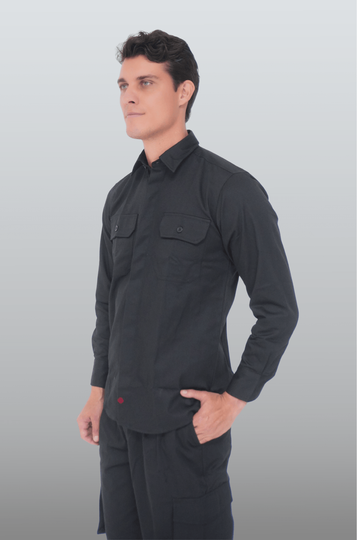 CAMISOLA CAIRO GABARDINA MANGA LARGA UNISEX #Color_Negro