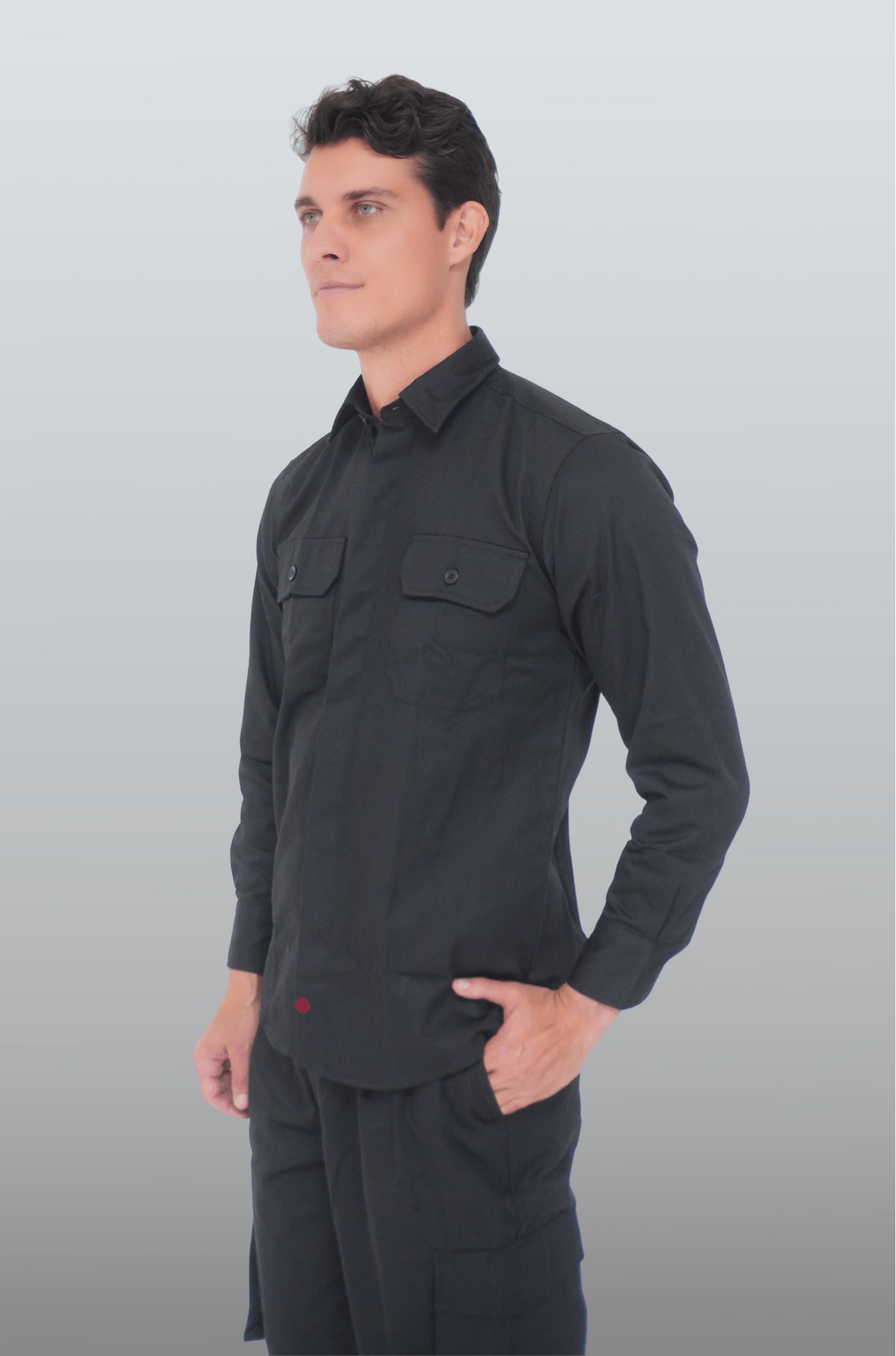 CAMISOLA CAIRO GABARDINA MANGA LARGA UNISEX #Color_Negro