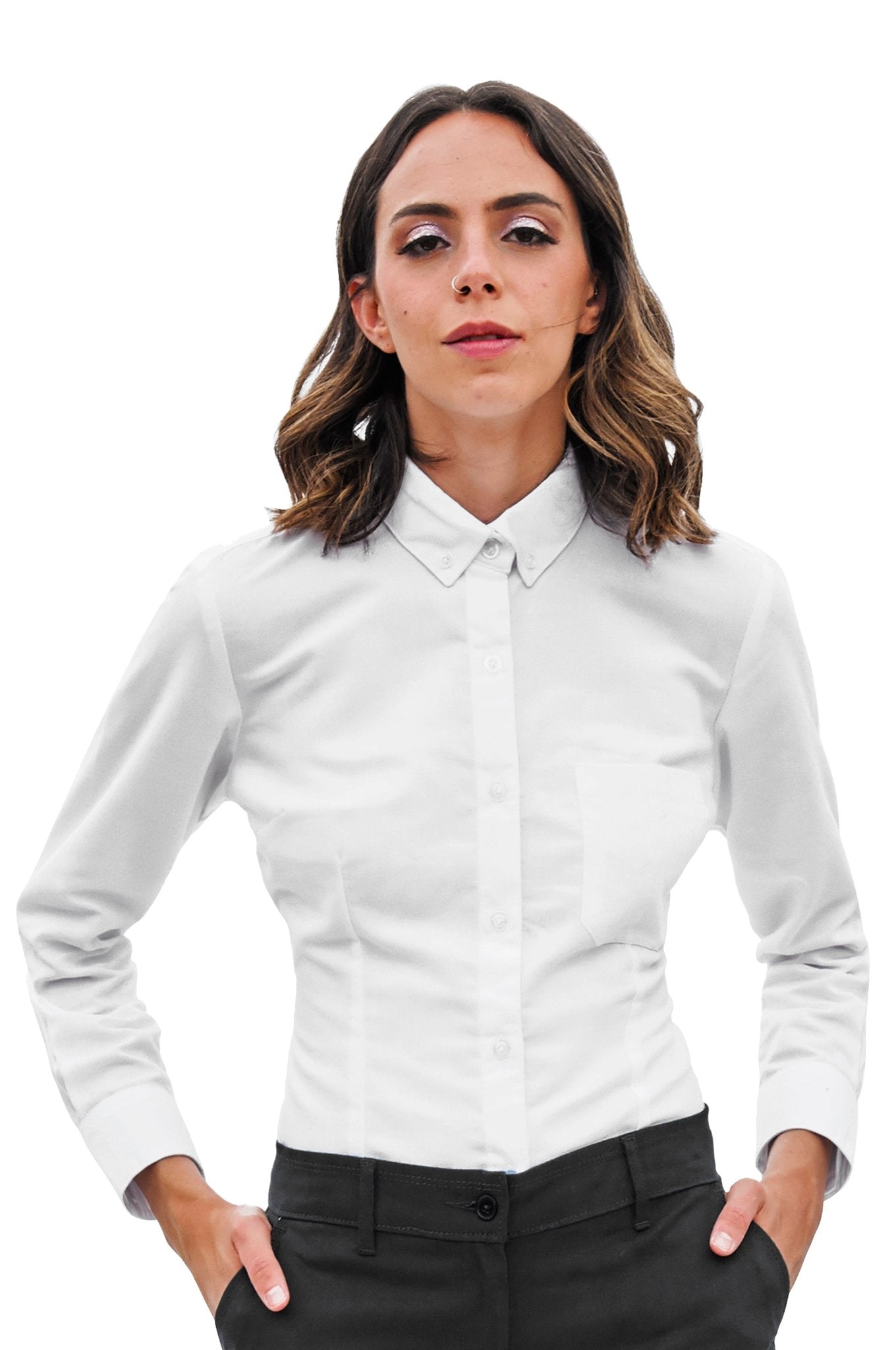 BLUSA FORMAL MANGA LARGA MONTENEGRO #Color_Blanco