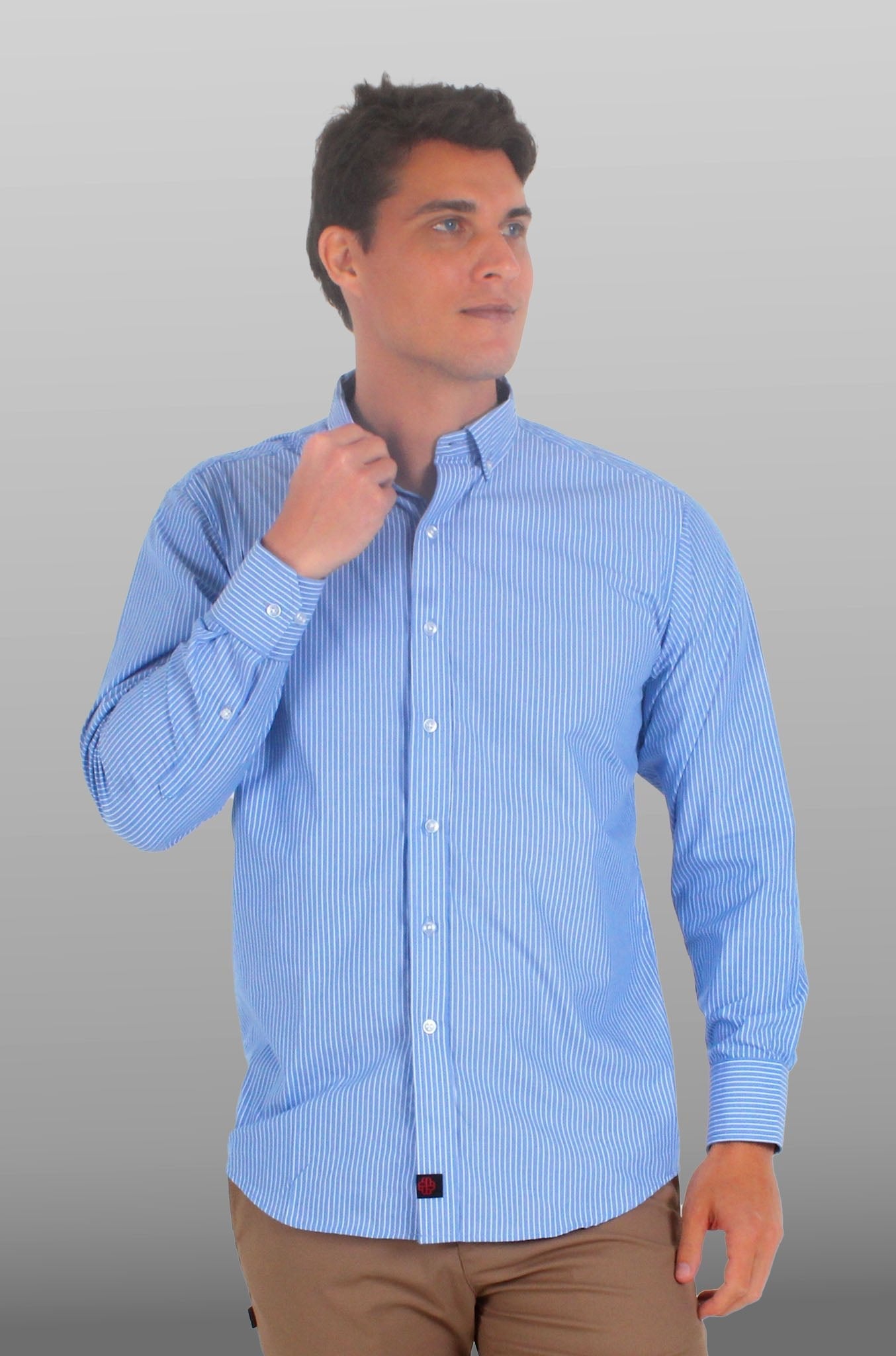 CAMISA DE RAYAS EJECUTIVA PORTO HOMBRE #Color_Azul
