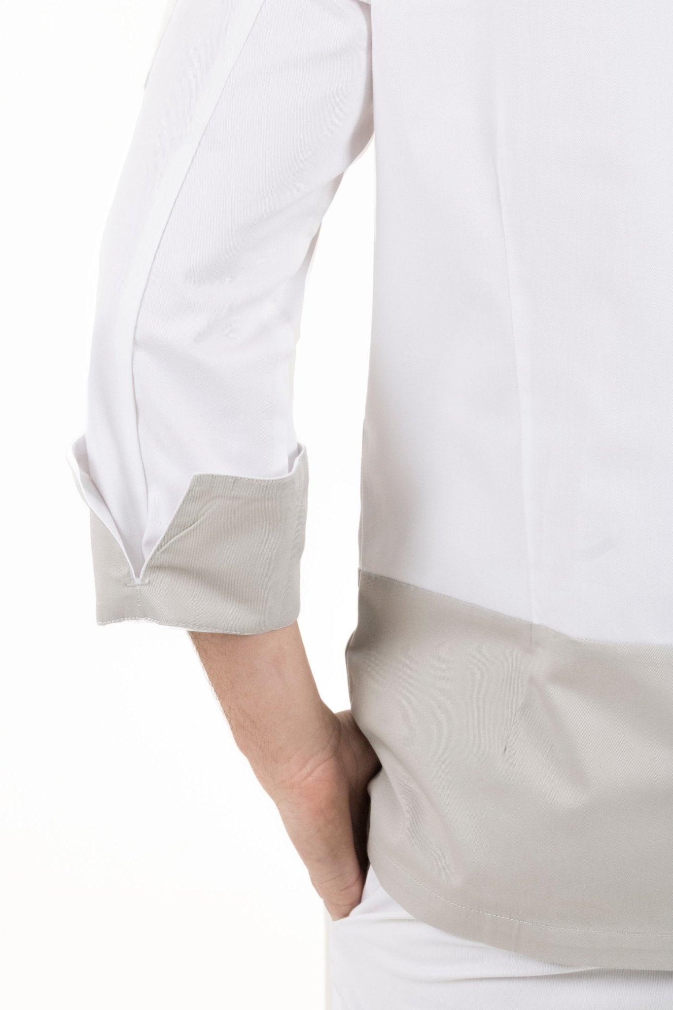 FILIPINA DE CHEF LONDRES MANGA 3/4 CABALLERO #Color_Blanco - Gris