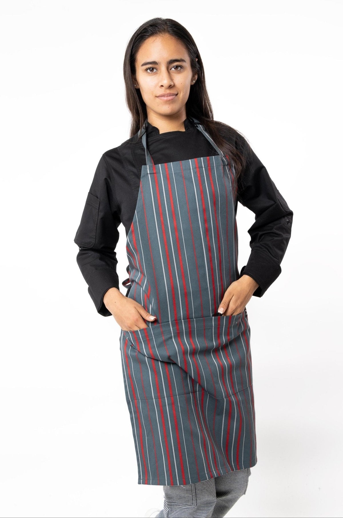 MANDIL RAYAS ROJAS Y GRISES FLORENCIA #Color_Gris / Rojo