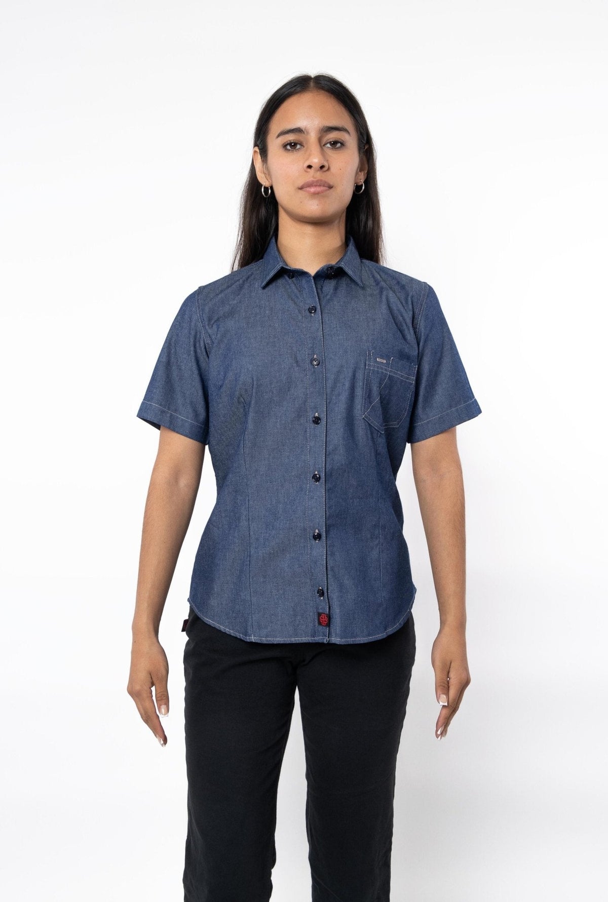 CAMISA FORMAL SLIM FIT MANGA CORTA MONTANA MUJER #Color_Azul Mezclilla