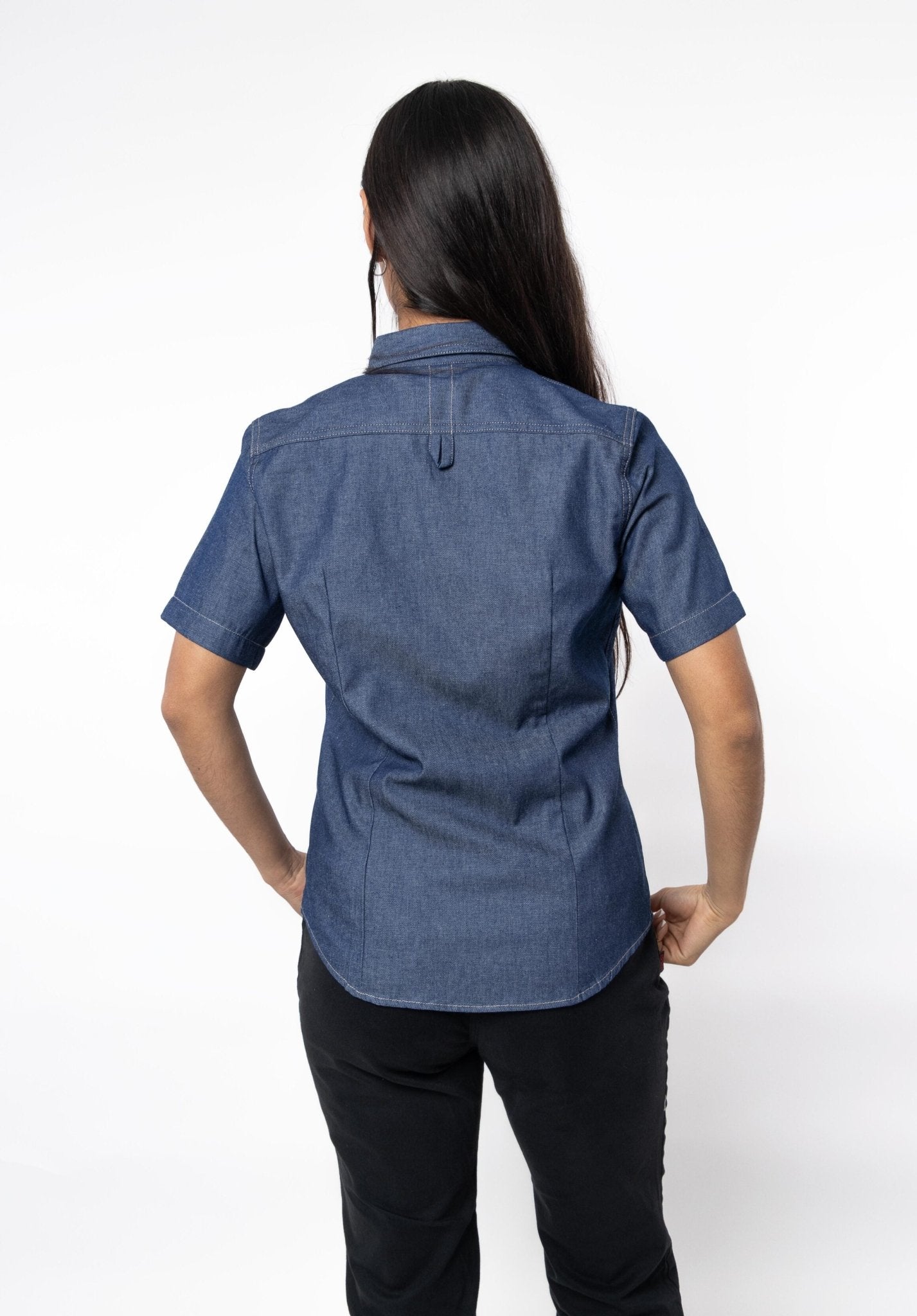 CAMISA FORMAL SLIM FIT MANGA CORTA MONTANA MUJER #Color_Azul Marino