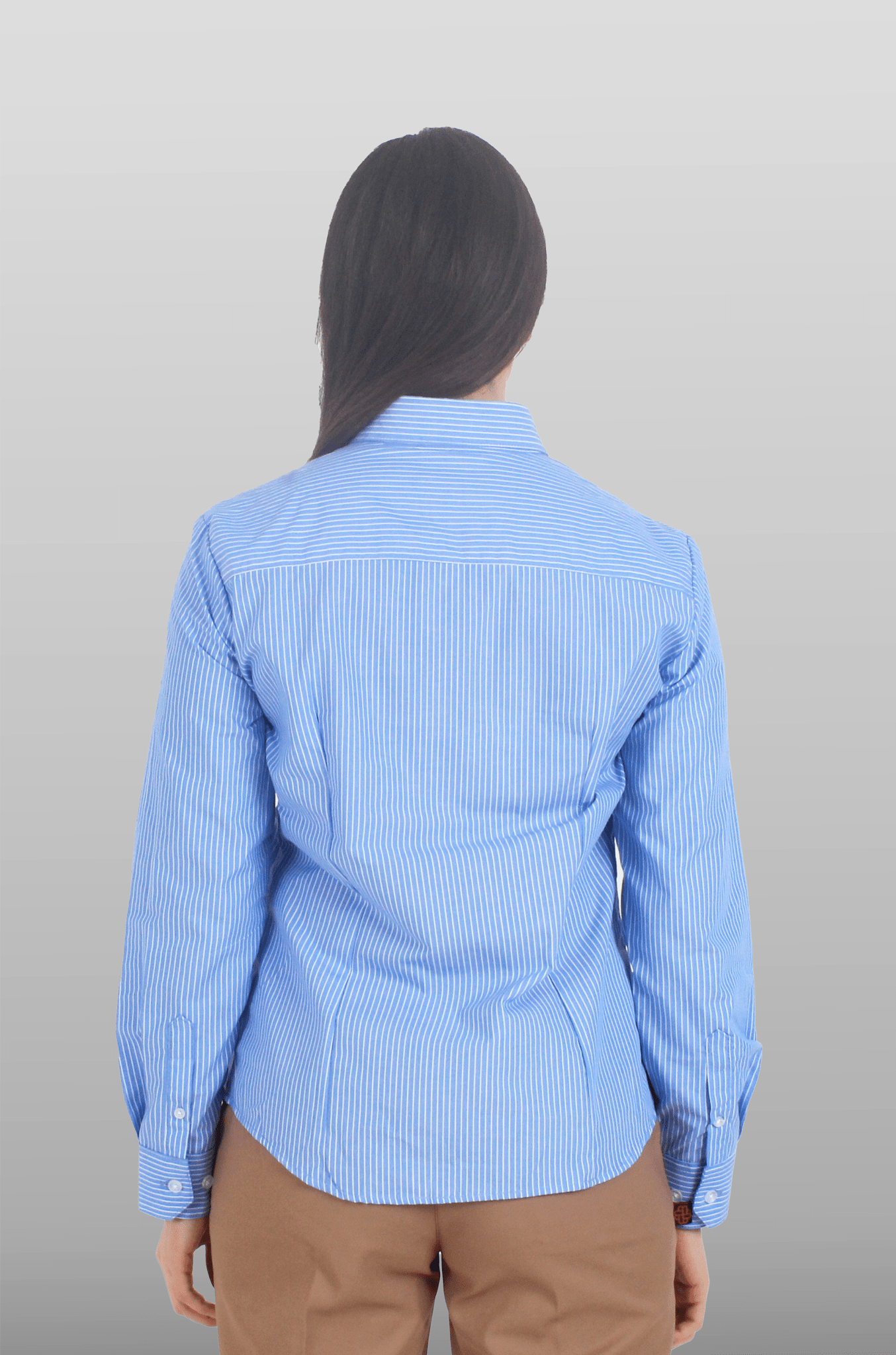 CAMISA DE RAYAS FORMAL MANGA LARGA PORTO MUJER #Color_Azul