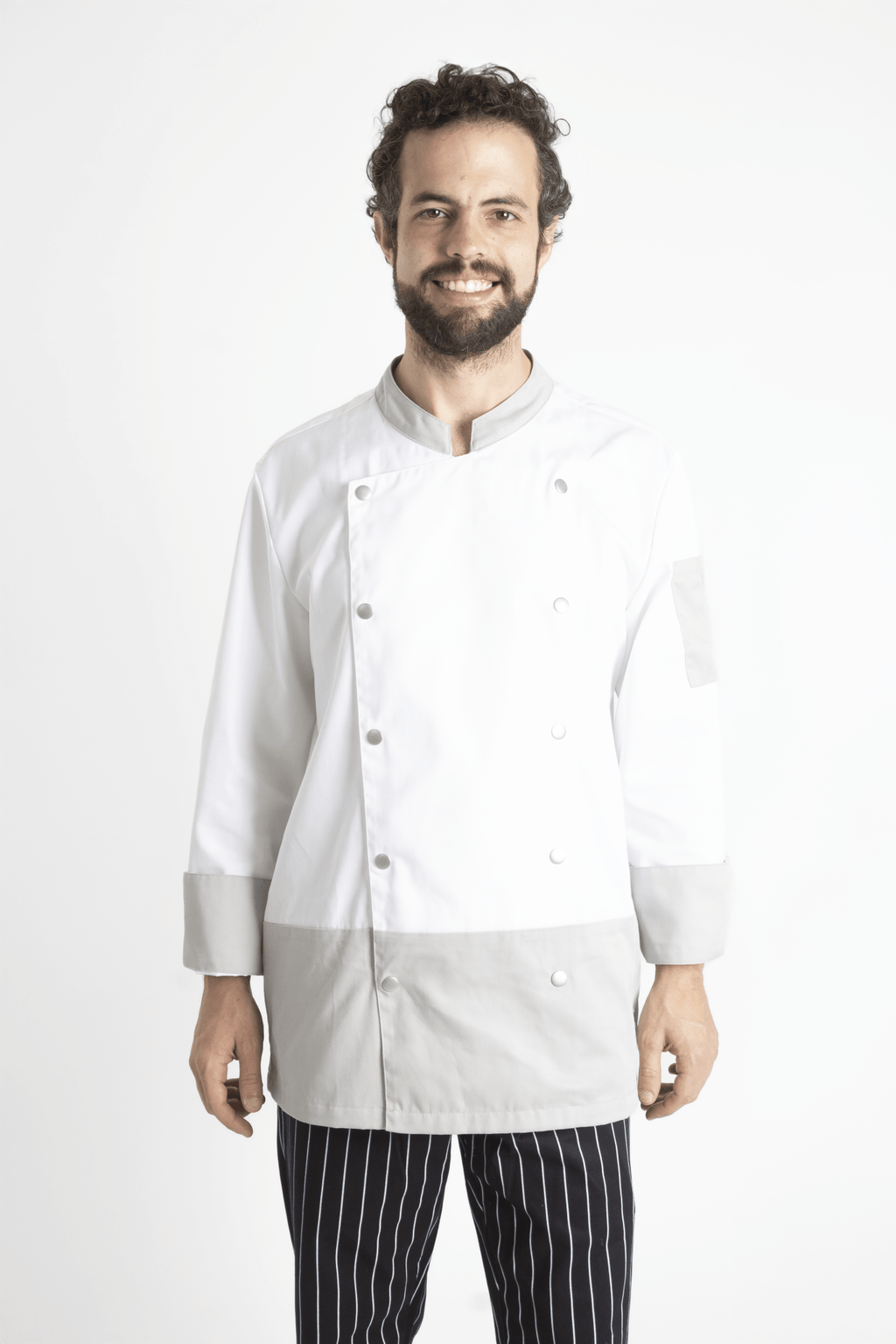 FILIPINA DE CHEF LONDRES MANGA 3/4 CABALLERO #Color_Blanco - Gris
