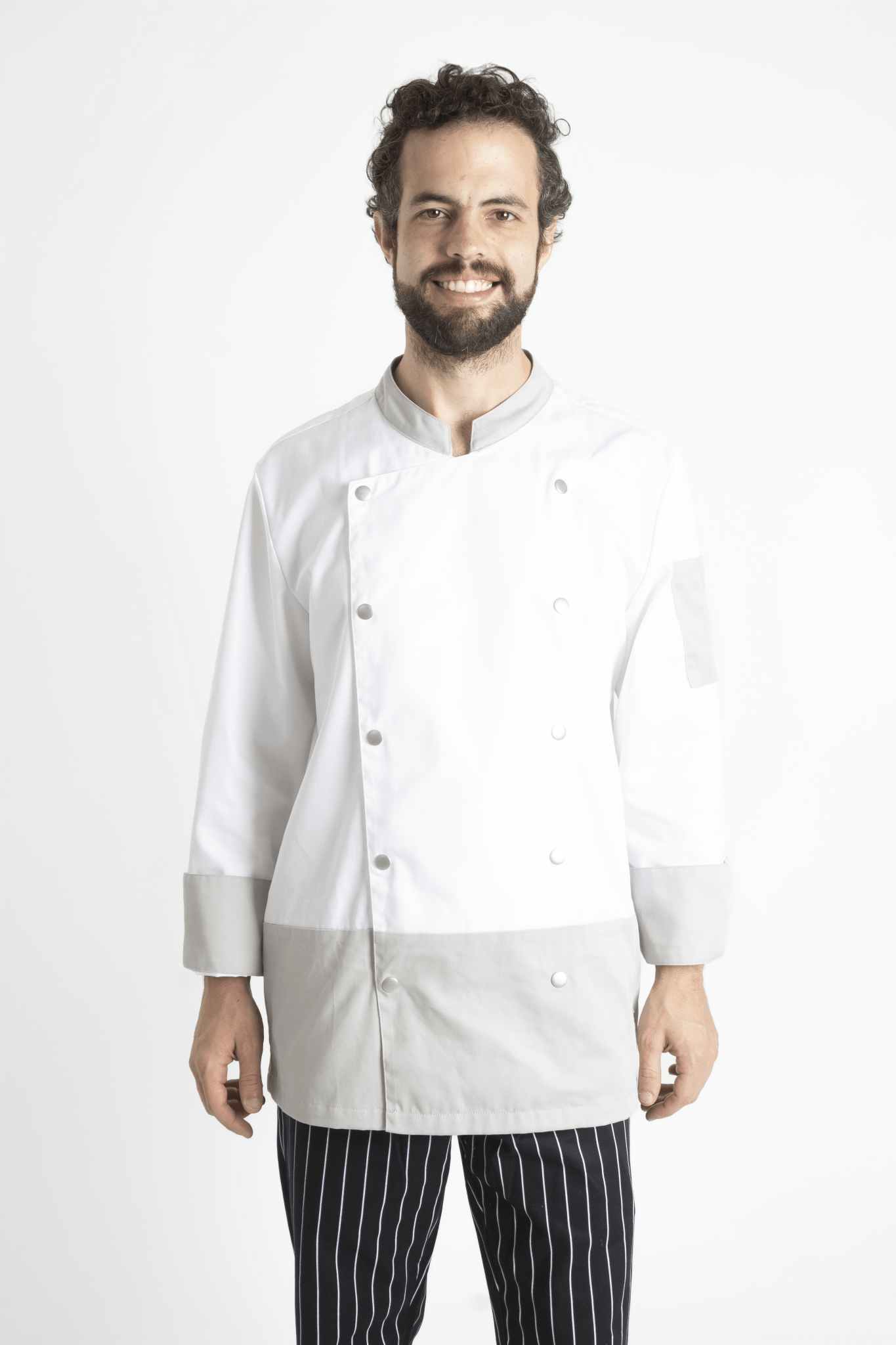 FILIPINA DE CHEF LONDRES MANGA 3/4 CABALLERO #Color_Blanco - Gris