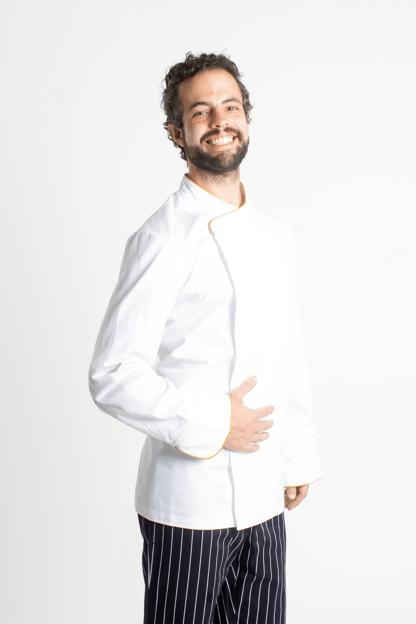 FILIPINA DE CHEF HOMBRE BEIRUT MANGA 3/4 #Color_Blanco - Dorado
