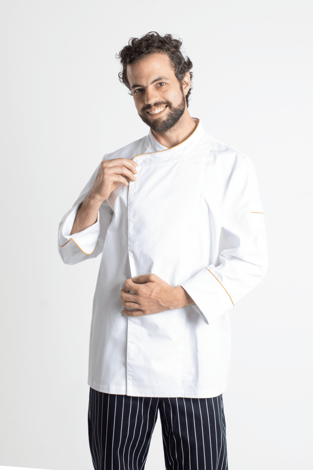 FILIPINA DE CHEF HOMBRE BEIRUT MANGA 3/4 #Color_Blanco - Dorado
