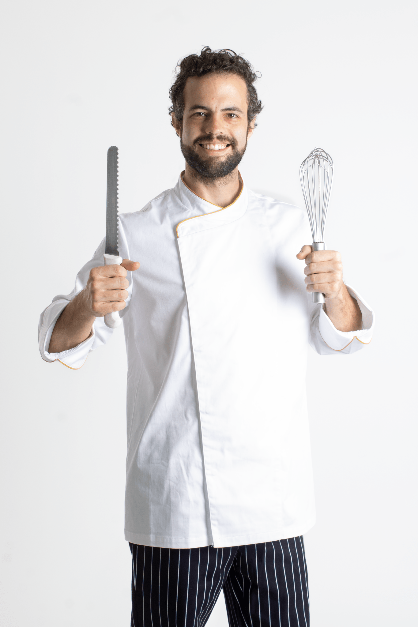 FILIPINA DE CHEF HOMBRE BEIRUT MANGA 3/4 #Color_Blanco - Dorado
